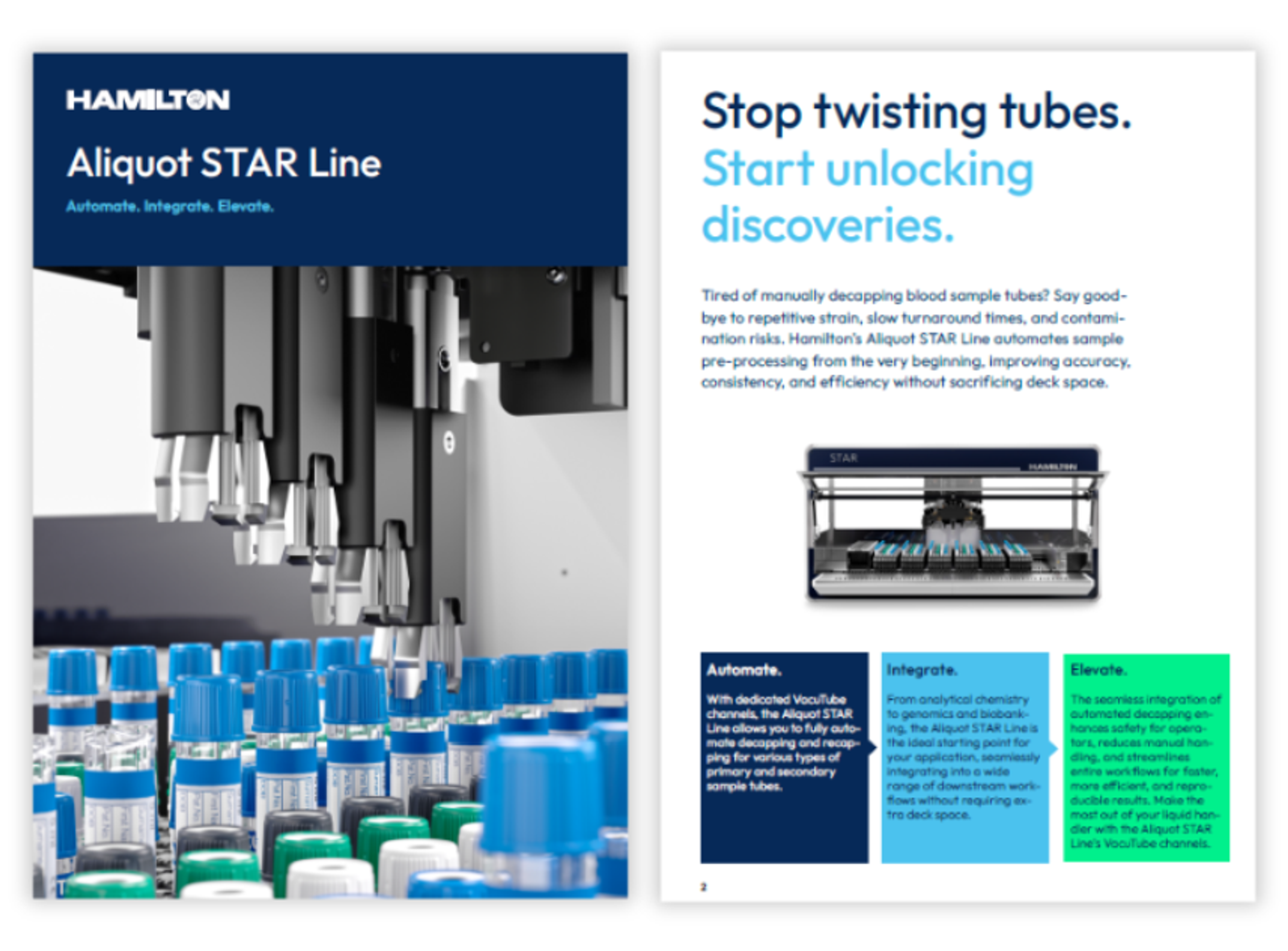 Screenshot of the Hamilton Aliquot STAR Line brochure