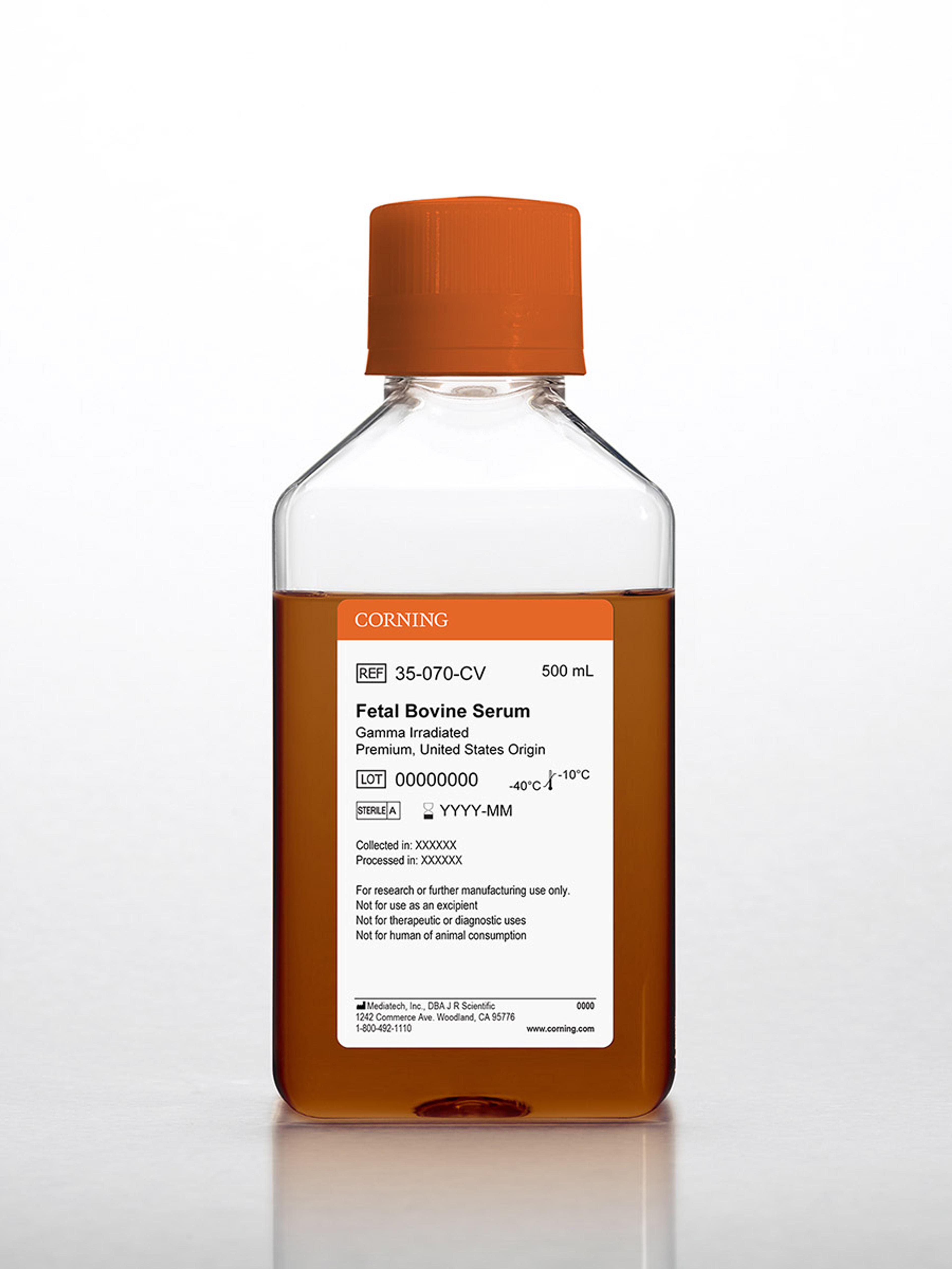 Corning® Fetal Bovine Serum, 500 mL, Premium, United States Origin (Gamma Irradiated) - Corning Life Sciences