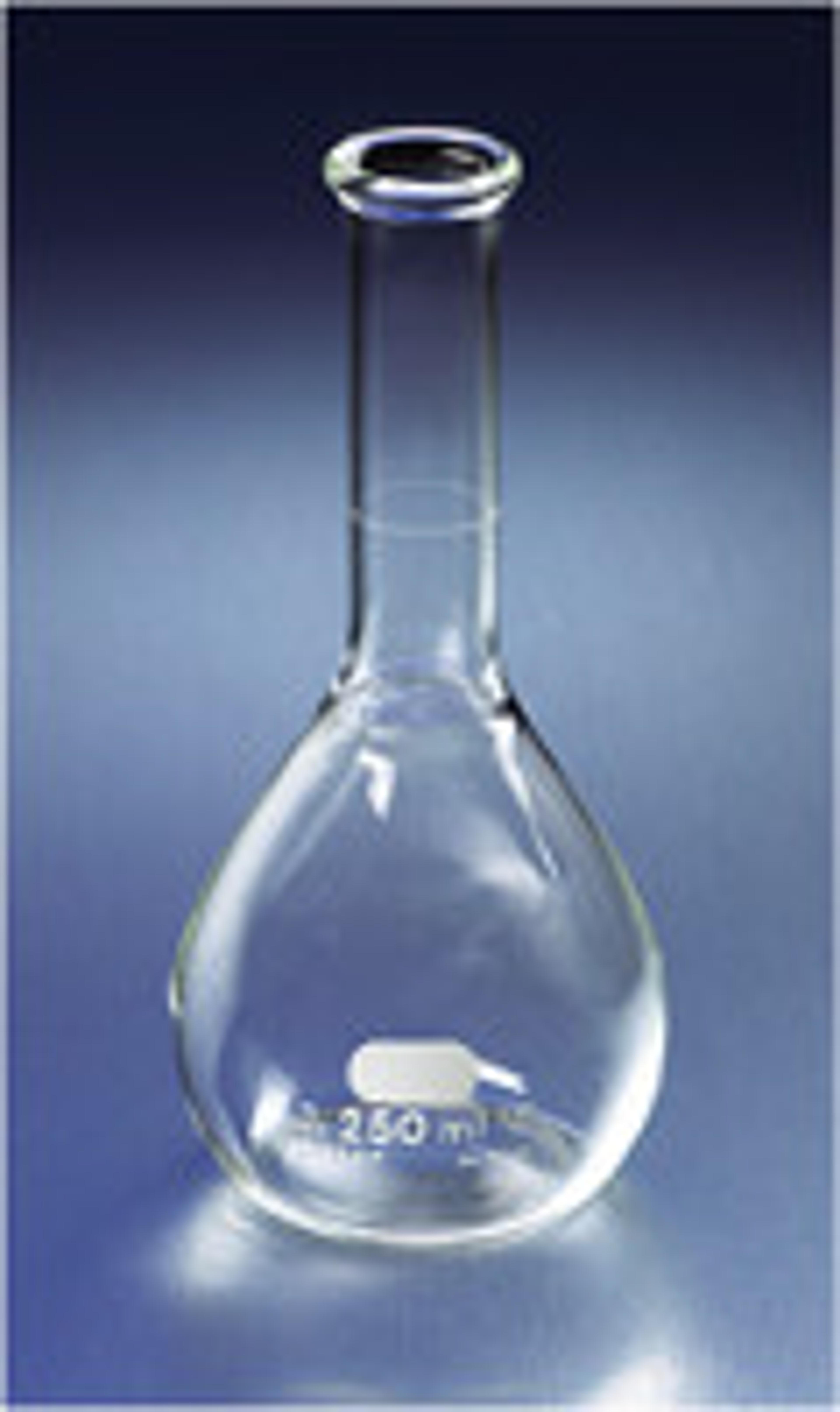 PYREX® 250 mL Phosphoric Acid Volumetric Flasks, Wide Neck, Tooled Rim - Corning Life Sciences - General Lab