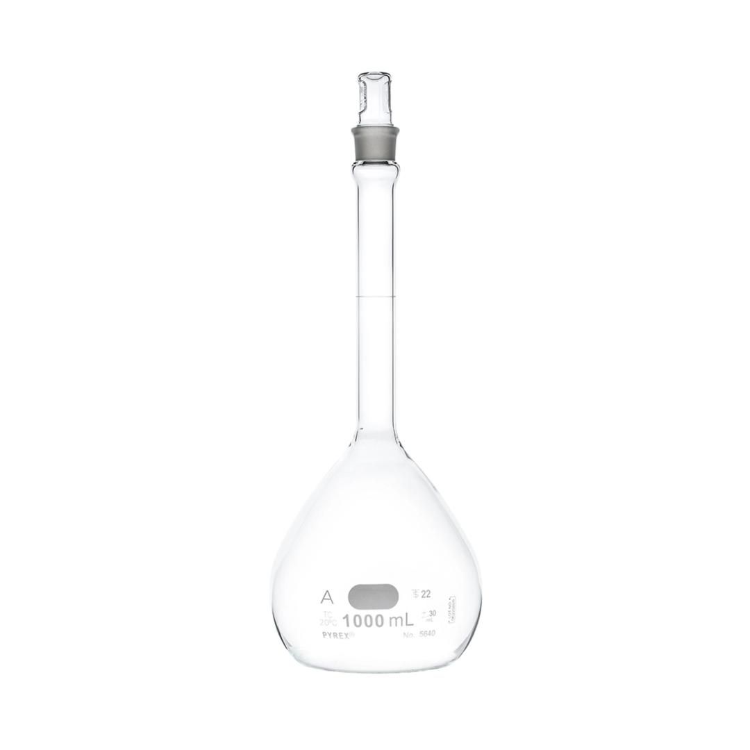 PYREX® 1L Class A Volumetric Flasks with PYREX® Glass Standard Taper Stopper - Corning Life Sciences - General Lab