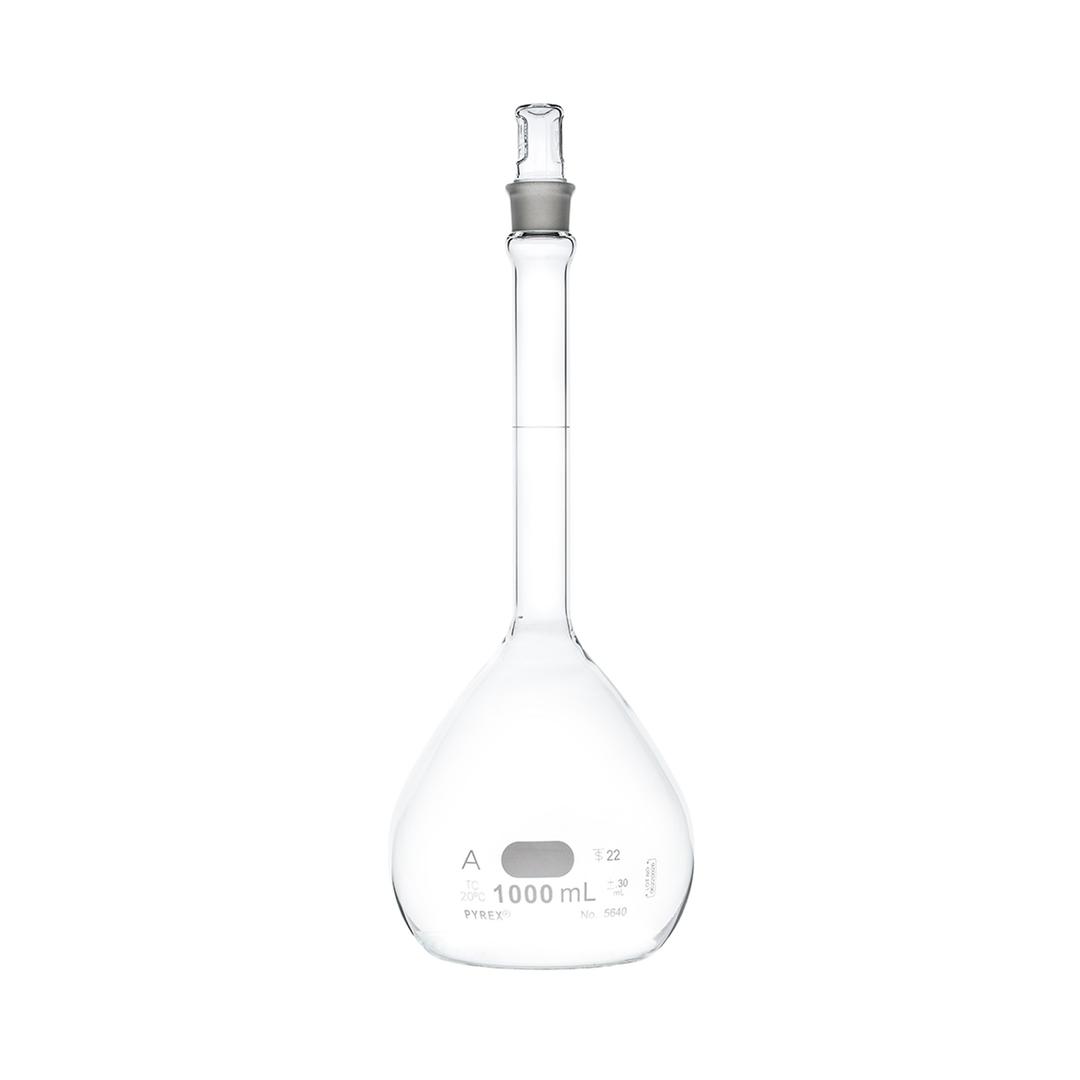 PYREX® 1L Class A Volumetric Flasks with PYREX® Glass Standard Taper Stopper - Corning Life Sciences - General Lab