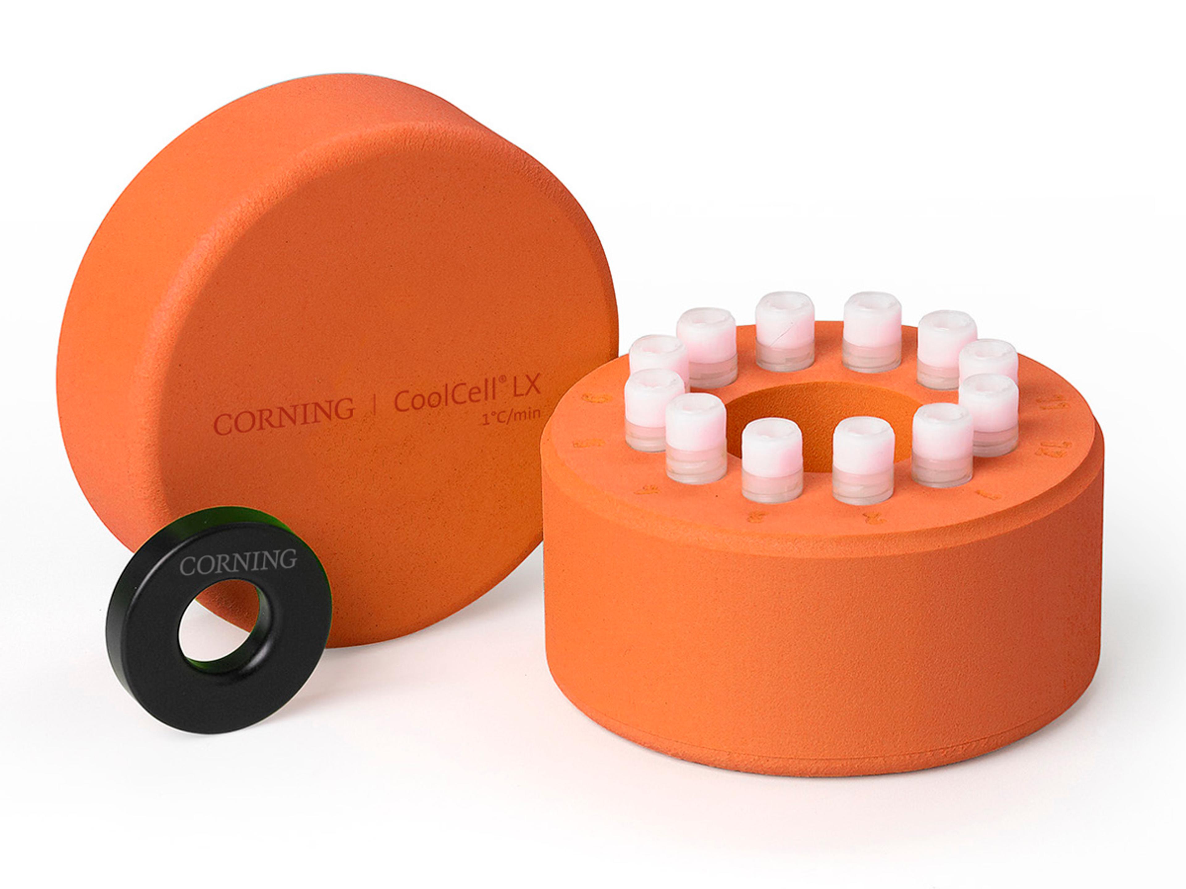Corning® CoolCell® LX, Cell Freezing Container, for 12 x 1 mL or 2 mL Cryogenic Vials, Orange - Corning Life Sciences - General Lab