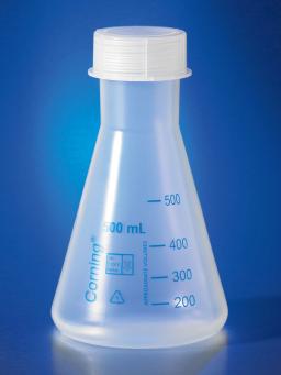 Corning® 50 mL Reusable Plastic Narrow Mouth Erlenmeyer Flask, Polymethylpentene with GL-40 PP Screw Cap - Corning Life Sciences - General Lab