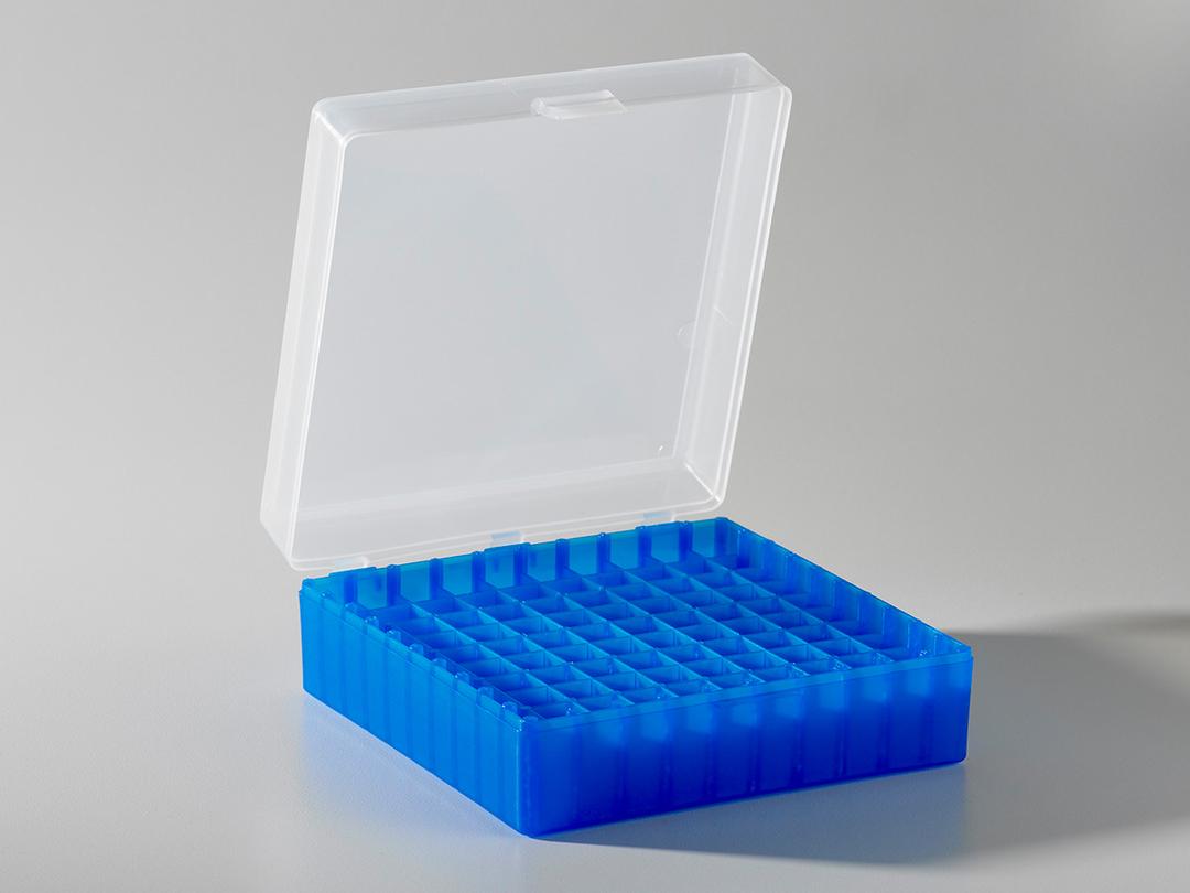Axygen® Microcentrifuge Tube Storage Box, 100 x 1.5 to 2.0 mL, Blue - Corning Life Sciences