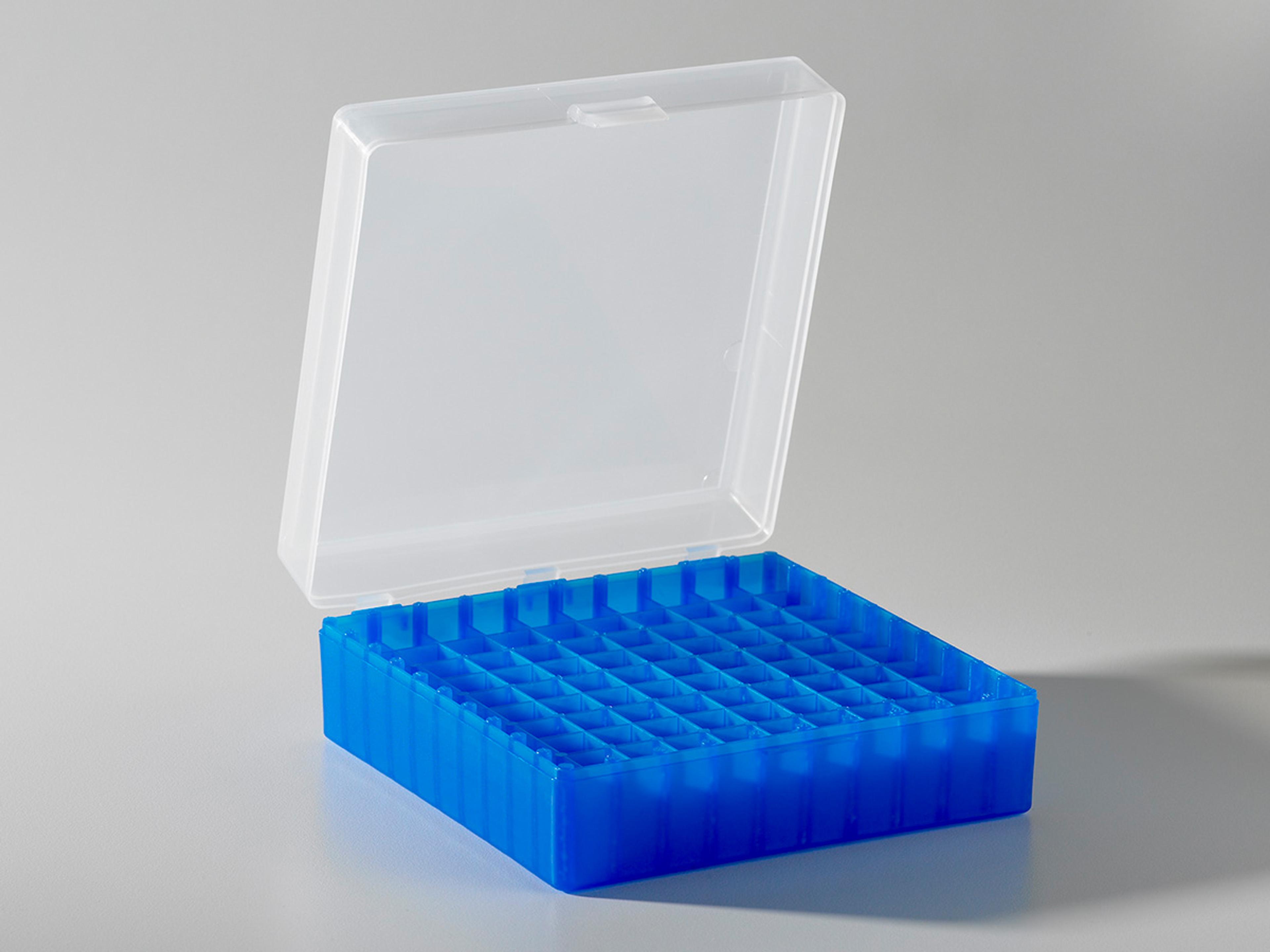 Axygen® Microcentrifuge Tube Storage Box, 100 x 1.5 to 2.0 mL, Blue - Corning Life Sciences