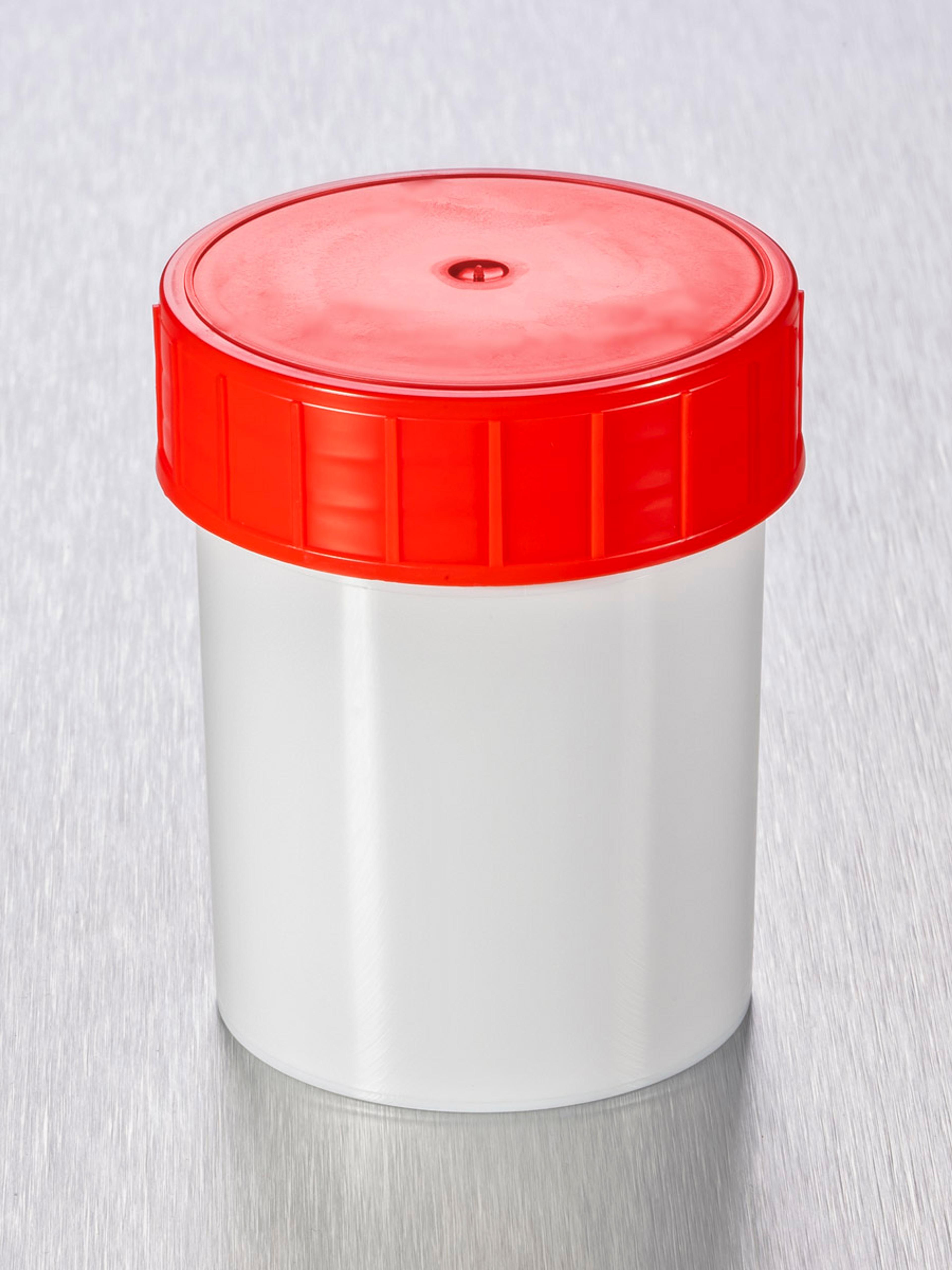 Corning® Gosselin™ Straight Container, 125 mL, White PP, Red Screw Cap, Assembled, 380/Case - Corning Life Sciences
