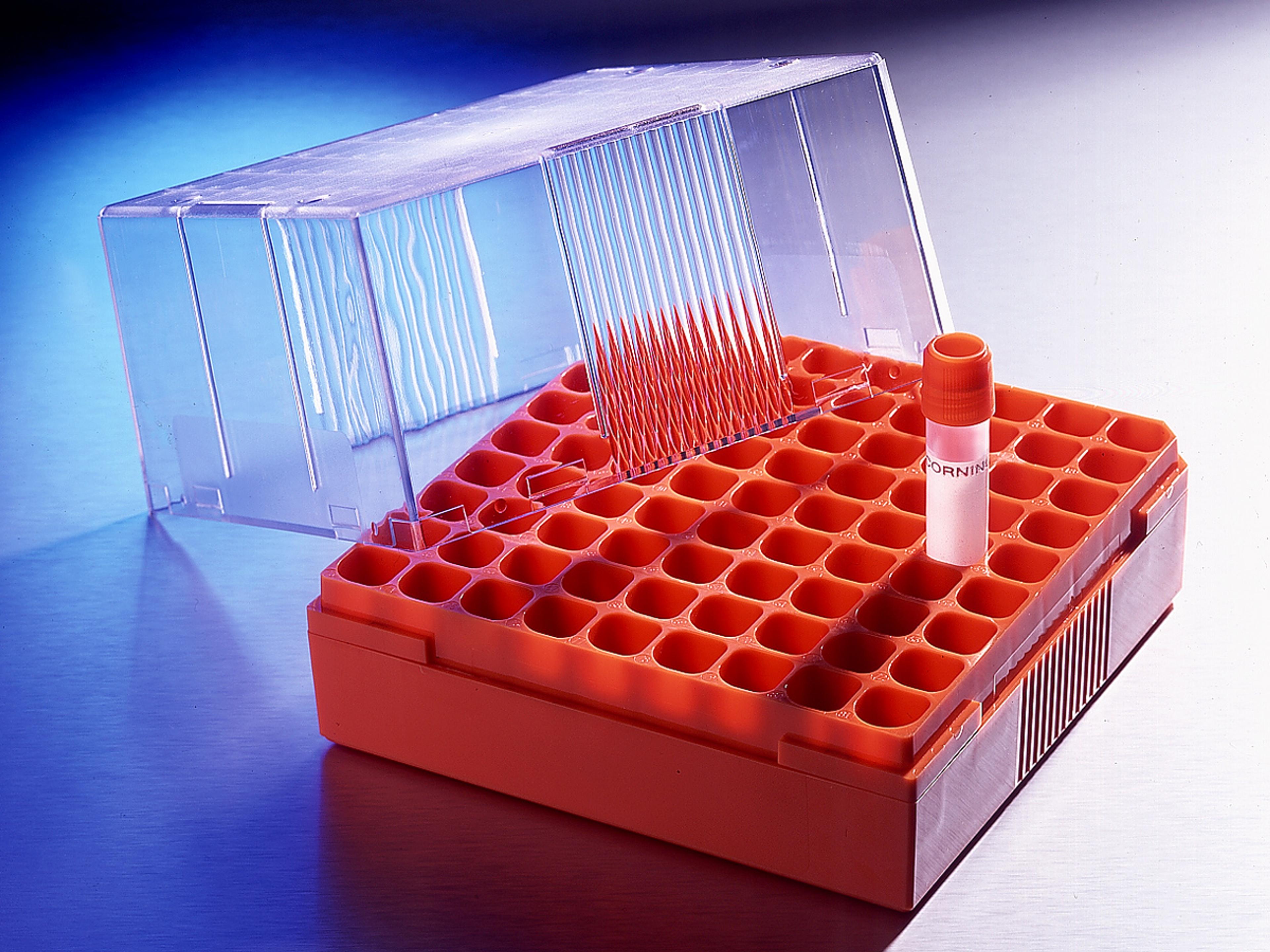 Corning® Polycarbonate 4 - 5 mL Cryogenic Vial Storage Box, Holds 81 Vials - Corning Life Sciences - Life Sciences