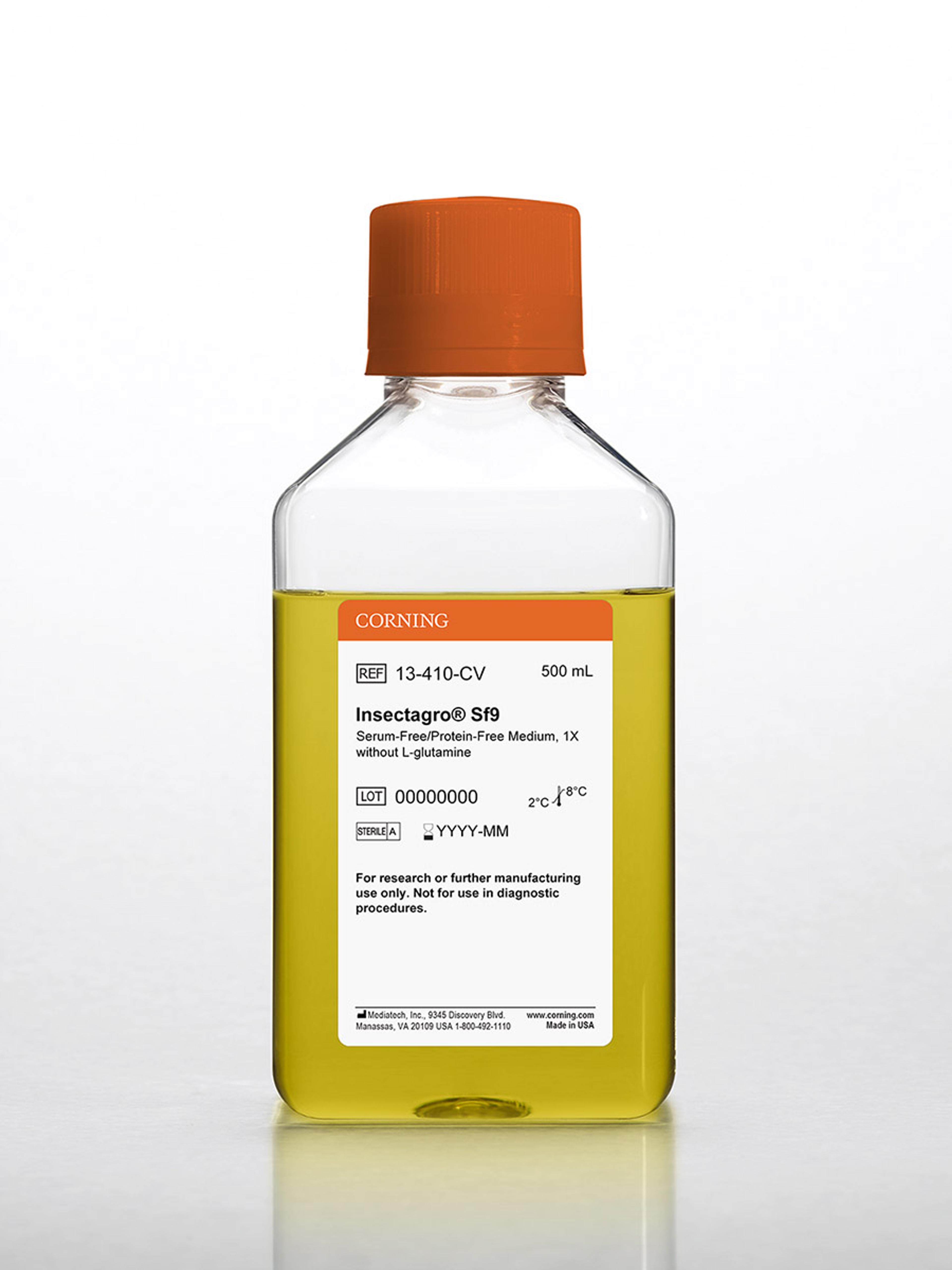Corning® 500 mL Insectagro® Sf9 Serum-Free/Protein-Free Medium, 1X [+] L-glutamine - Corning Life Sciences