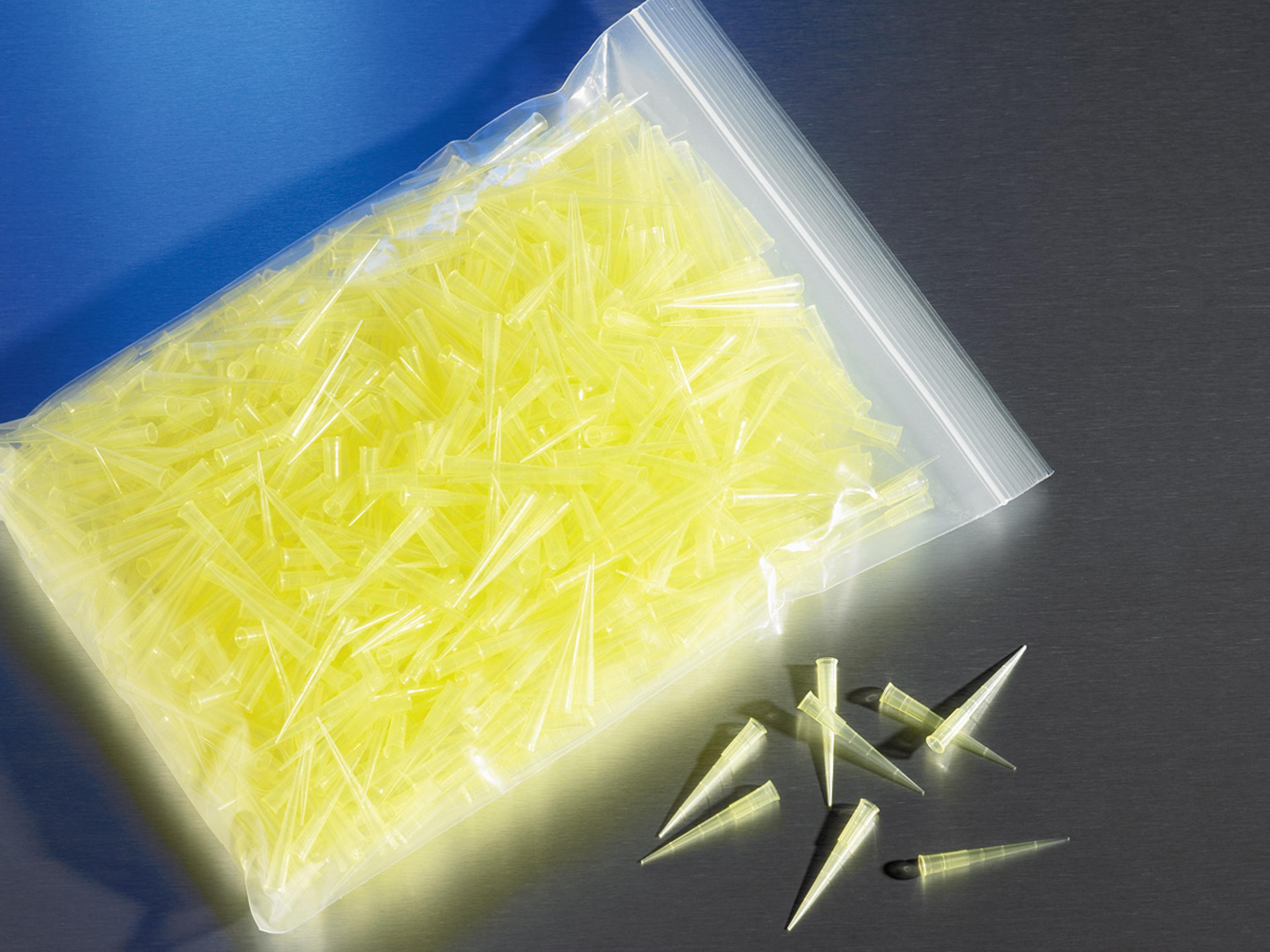 Corning® DeckWorks 1 - 200 µL Pipet Tips, Graduated, Yellow, Nonsterile, Polypropylene, 1000 Tips/Bag, 10,000 Tips/Case - Corning Life Sciences