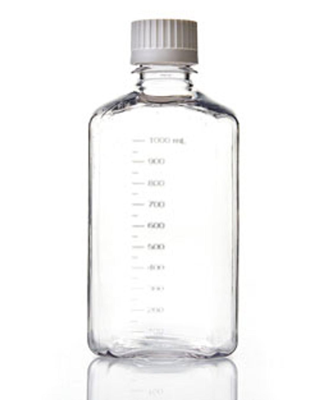 EZBio® Single Use 1 Liter (1,000 mL) Polycarbonate (PC) Media Bottles, Sterile, Autoclavable Square Bottles for Aseptic Sampling and Sterile Storage with 38-430 mm White Closed VersaCap® , 12/PK - Foxx Life Sciences - Life Sciences