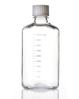 EZBio® Single Use 1 Liter (1,000 mL) Polycarbonate (PC) Media Bottles, Sterile, Autoclavable Square Bottles for Aseptic Sampling and Sterile Storage with 38-430 mm White Closed VersaCap® , 12/PK - Foxx Life Sciences - Life Sciences