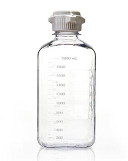 EZBio® Single Use 2 Liter (2,000 mL) Polycarbonate (PC) Media Bottles, Sterile, Autoclavable Square Bottles for Aseptic Sampling and Sterile Storage with  (53B) White Closed VersaCap® , 6/PK - Foxx Life Sciences - Life Sciences