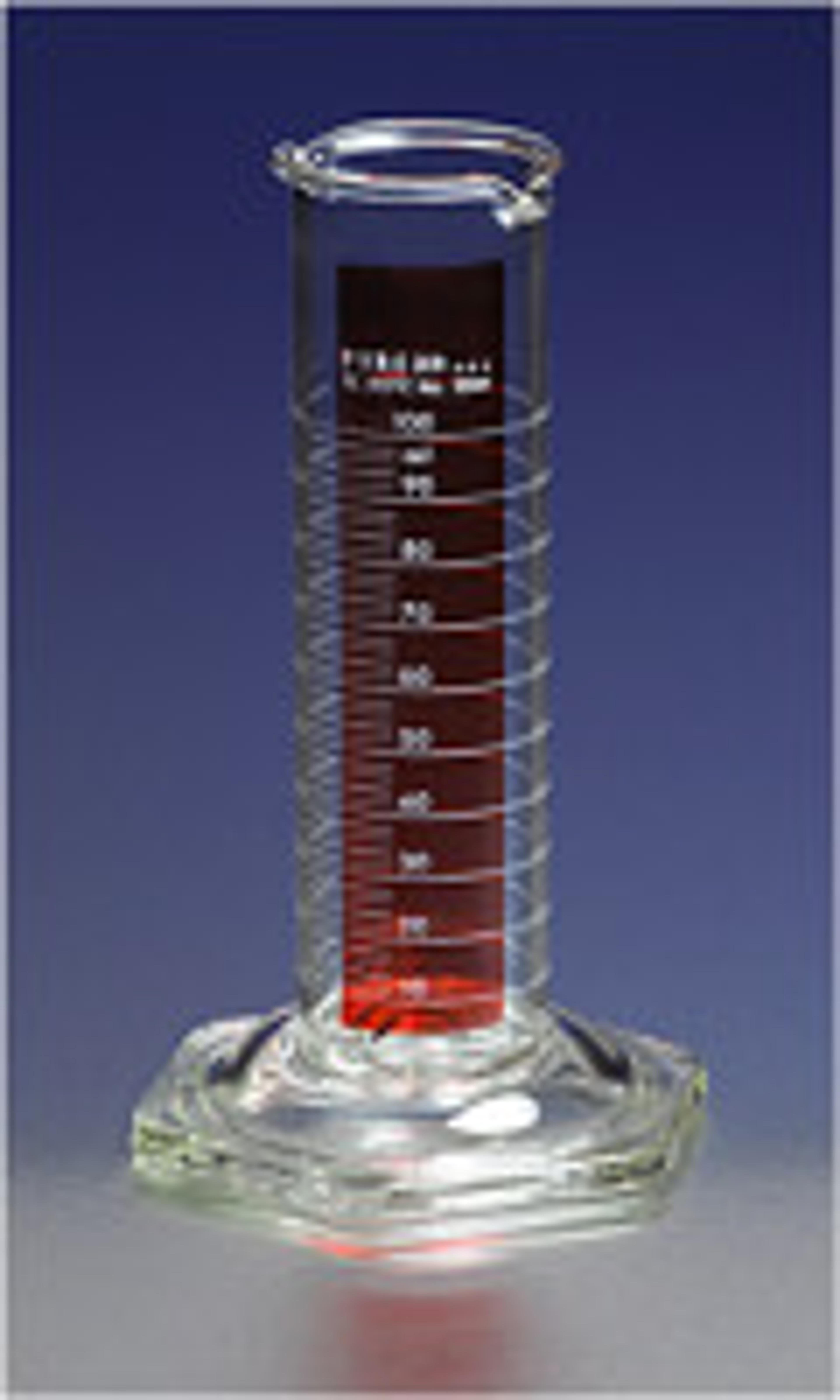 PYREX® 50 mL Low Form Single Metric Scale Cylinders, Double Pourout, Lifetime Red™, TC - Corning Life Sciences - General Lab