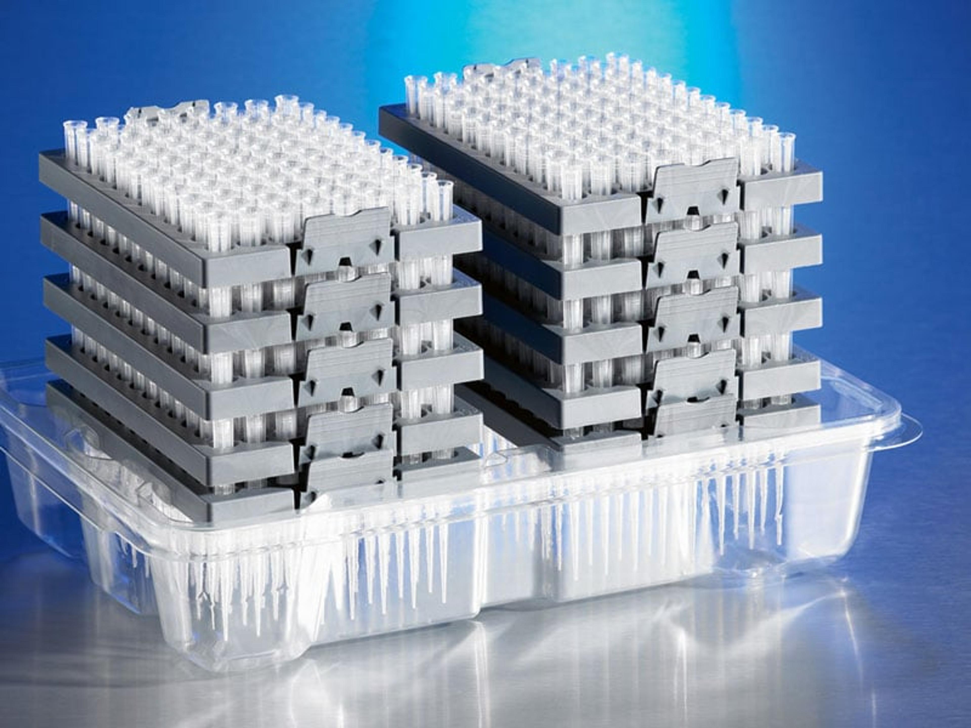 Corning® DeckWorks 0.1 - 10 µL Pipet Tips, Graduated, Reload System, Natural, Nonsterile, Polypropylene, 96 Tips/Deck, 10 Decks/Pack, 4 Packs/Case - Corning Life Sciences