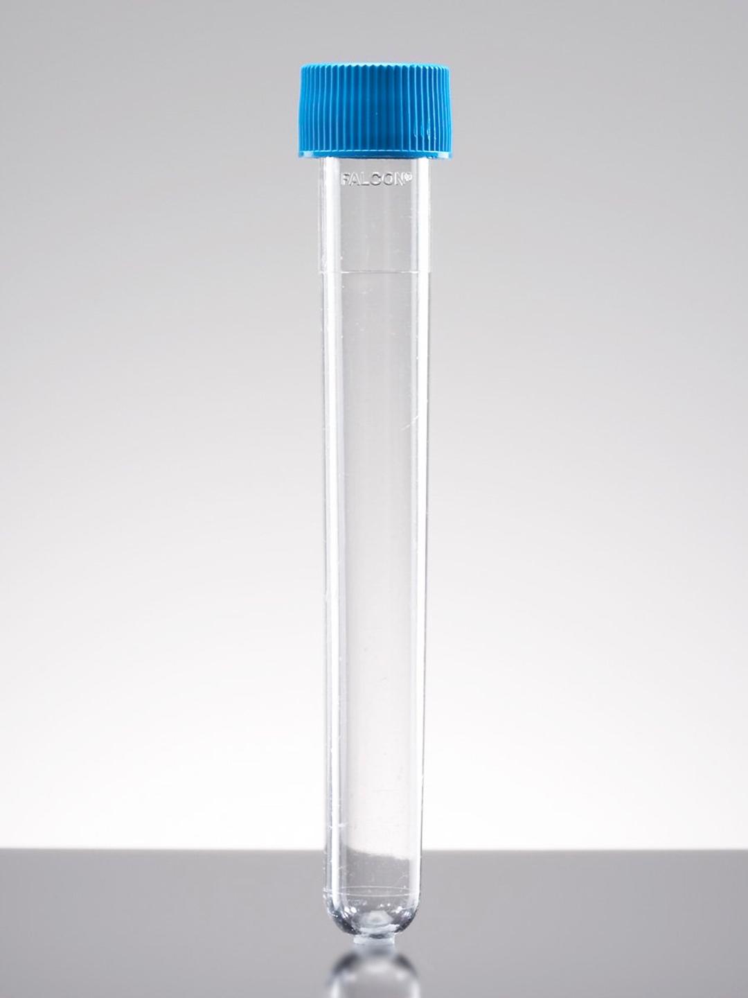 Falcon® 8 mL Round Bottom Polystyrene Test Tube, with Blue Screw Cap, Sterile, 125/Pack, 1000/Case - Corning Life Sciences - General Lab