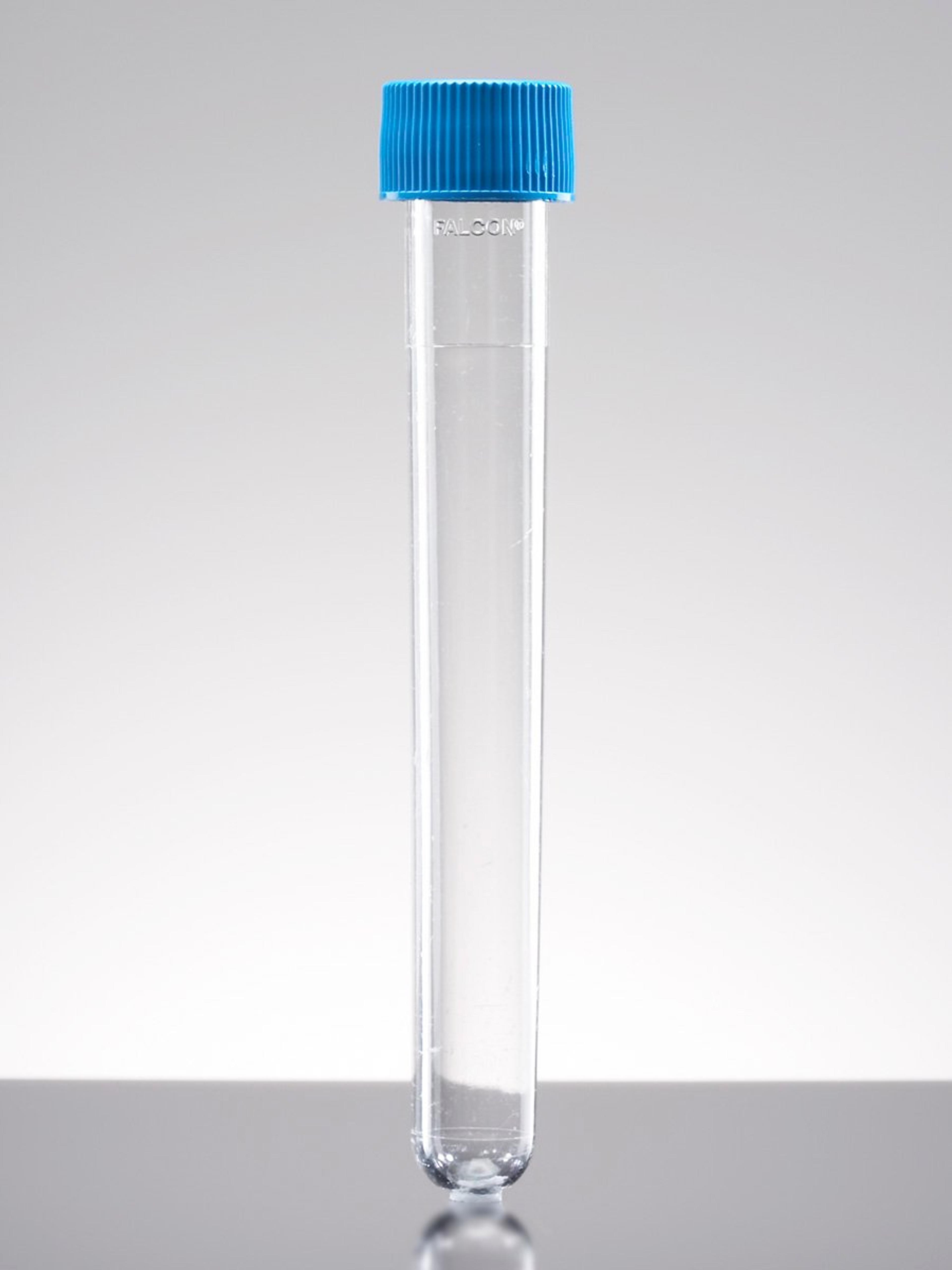 Falcon® 8 mL Round Bottom Polystyrene Test Tube, with Blue Screw Cap, Sterile, 125/Pack, 1000/Case - Corning Life Sciences - General Lab