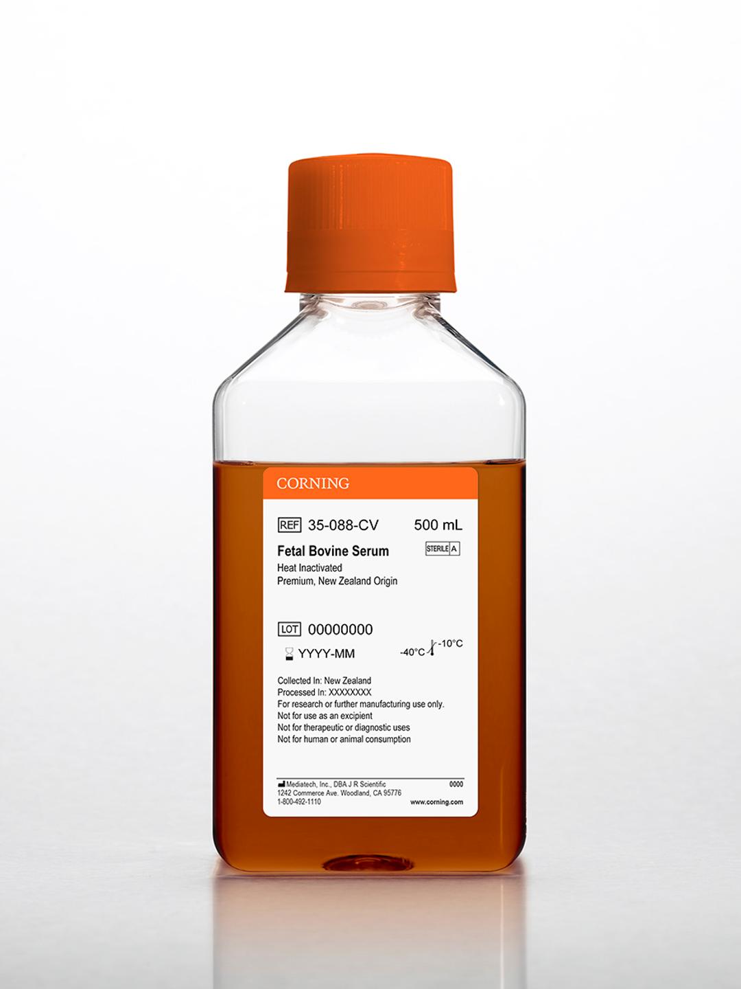 Corning® Fetal Bovine Serum, 500 mL, Premium, New Zealand Origin (Heat Inactivated) - Corning Life Sciences