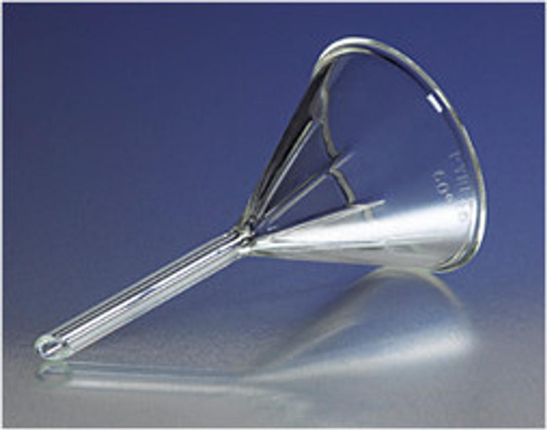PYREX® 65 mm Diameter 60° Angle Fluted Funnel, Short Stem - Corning Life Sciences