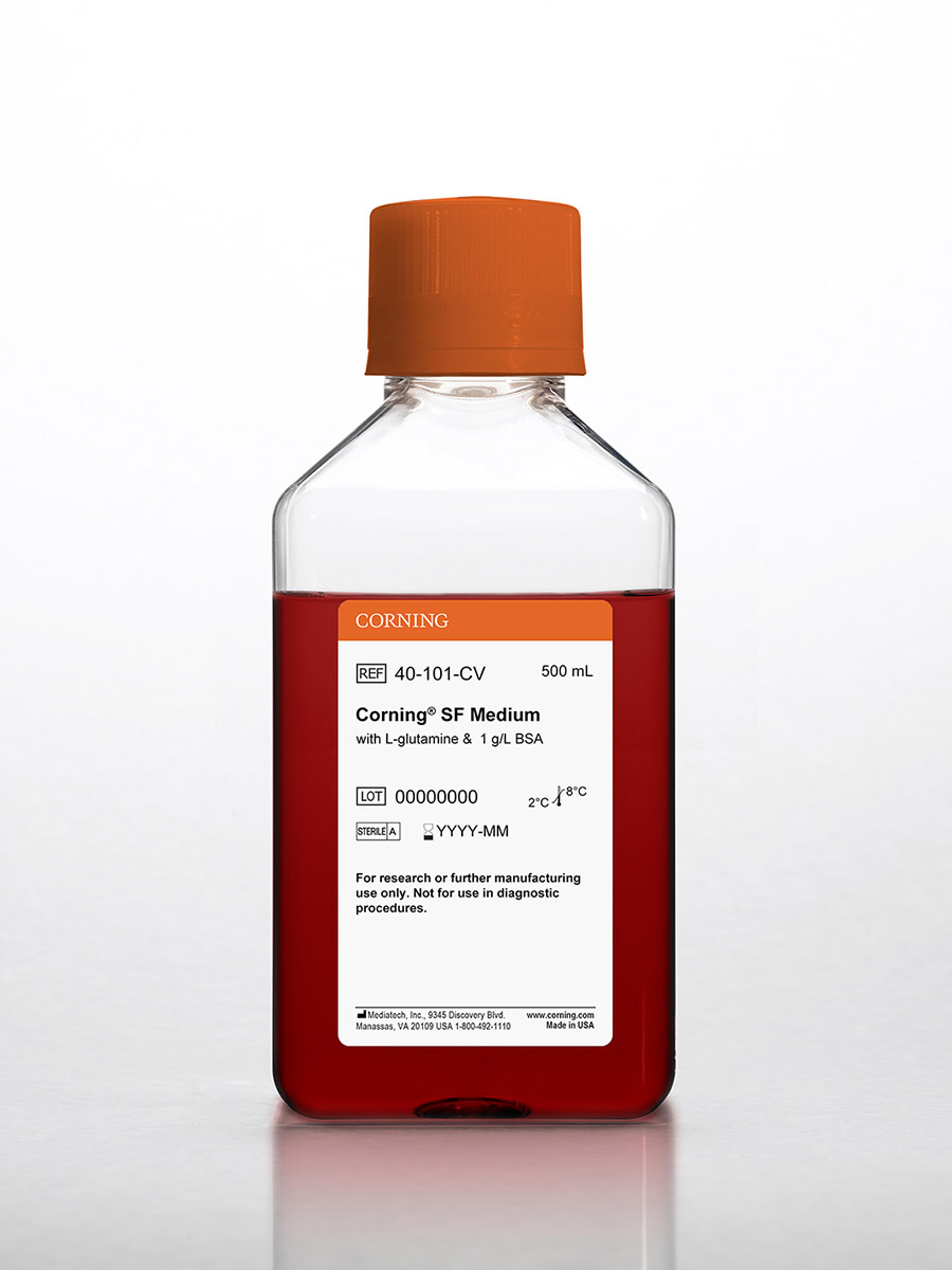 Corning® 500 mL SF Medium, [+] L-glutamine and 1 g/L BSA - Corning Life Sciences