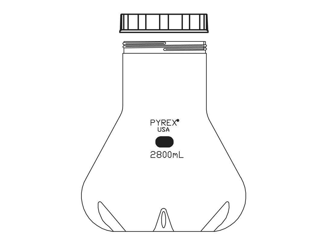 PYREX® 2800 mL Fernbach-Style Culture Flask with Baffles and Screw Cap - Corning Life Sciences - General Lab