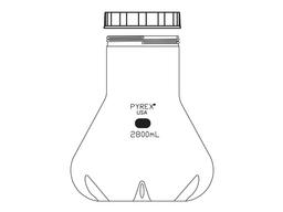 PYREX® 2800 mL Fernbach-Style Culture Flask with Baffles and Screw Cap - Corning Life Sciences - General Lab