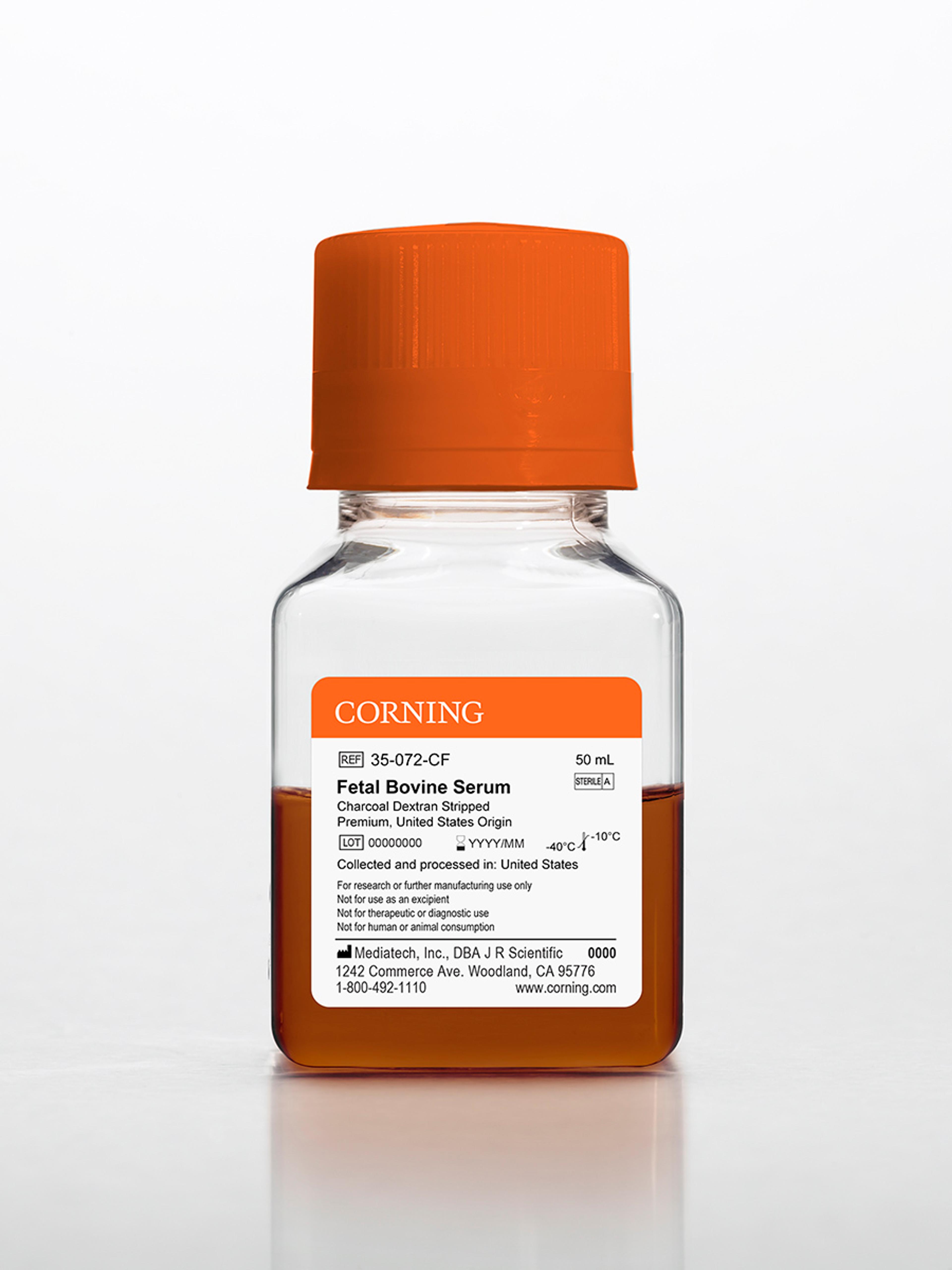 Corning® Fetal Bovine Serum,  50 mL, Premium, United States Origin (Charcoal Dextran Stripped) - Corning Life Sciences