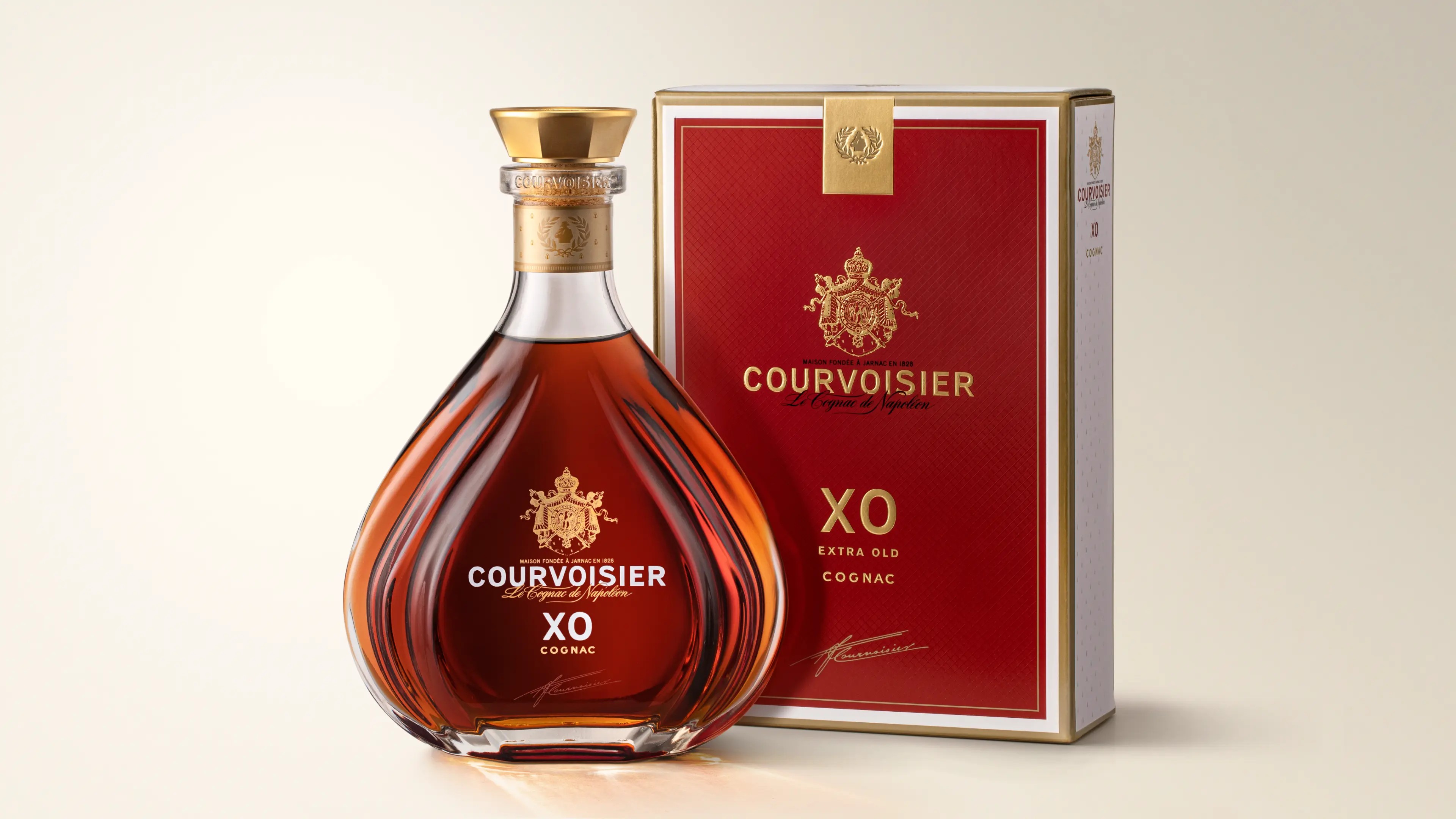 Courvoisier Xo cognac bottle branding