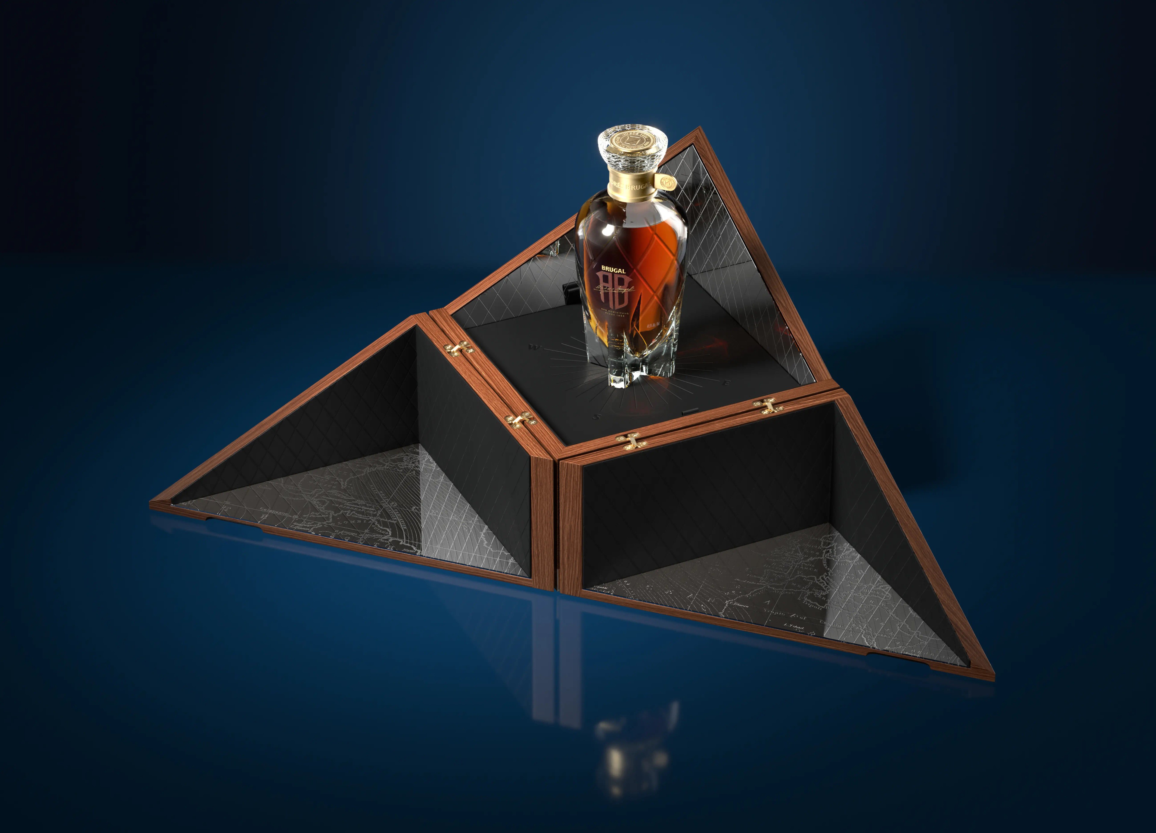 Andres Brugal bottle on stand