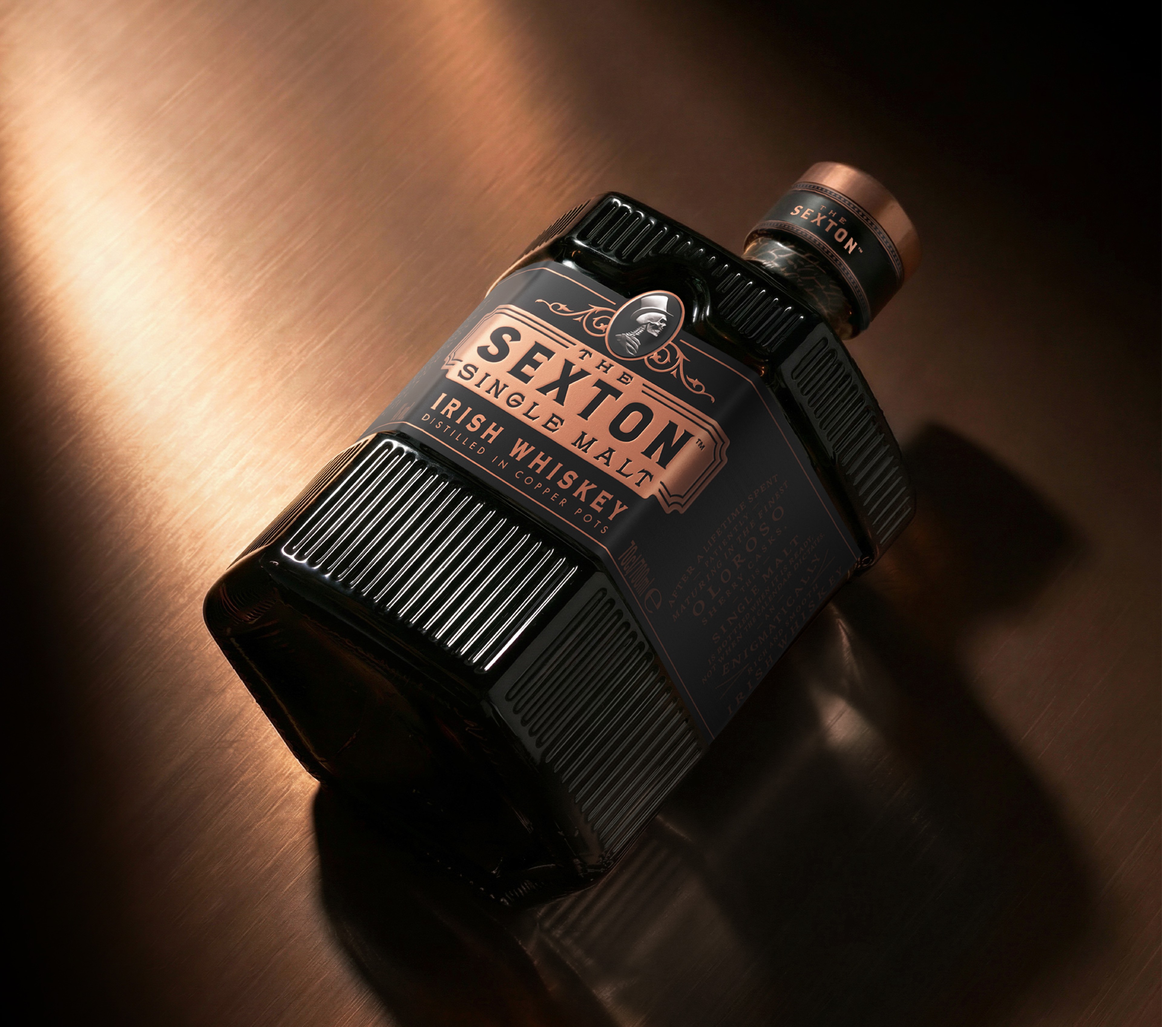 Sexton bottle whiskey brand design