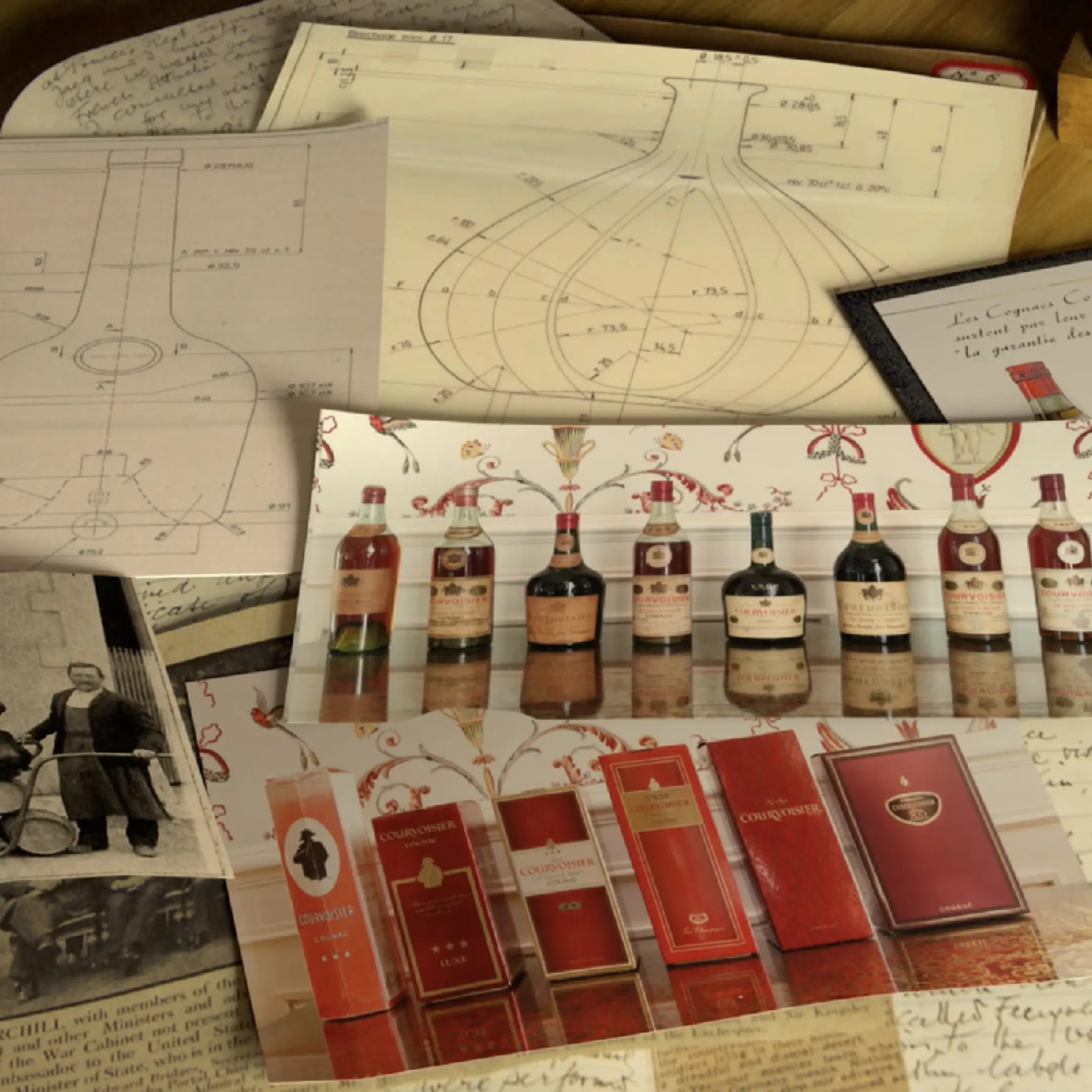 Courvoisier print leaflets sketches