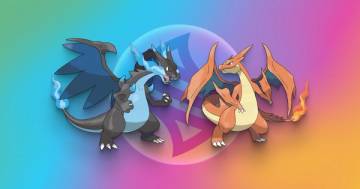 Mega Charizard X and Mega Charizard Y in Mega Raids event artwork — Pokémon GO