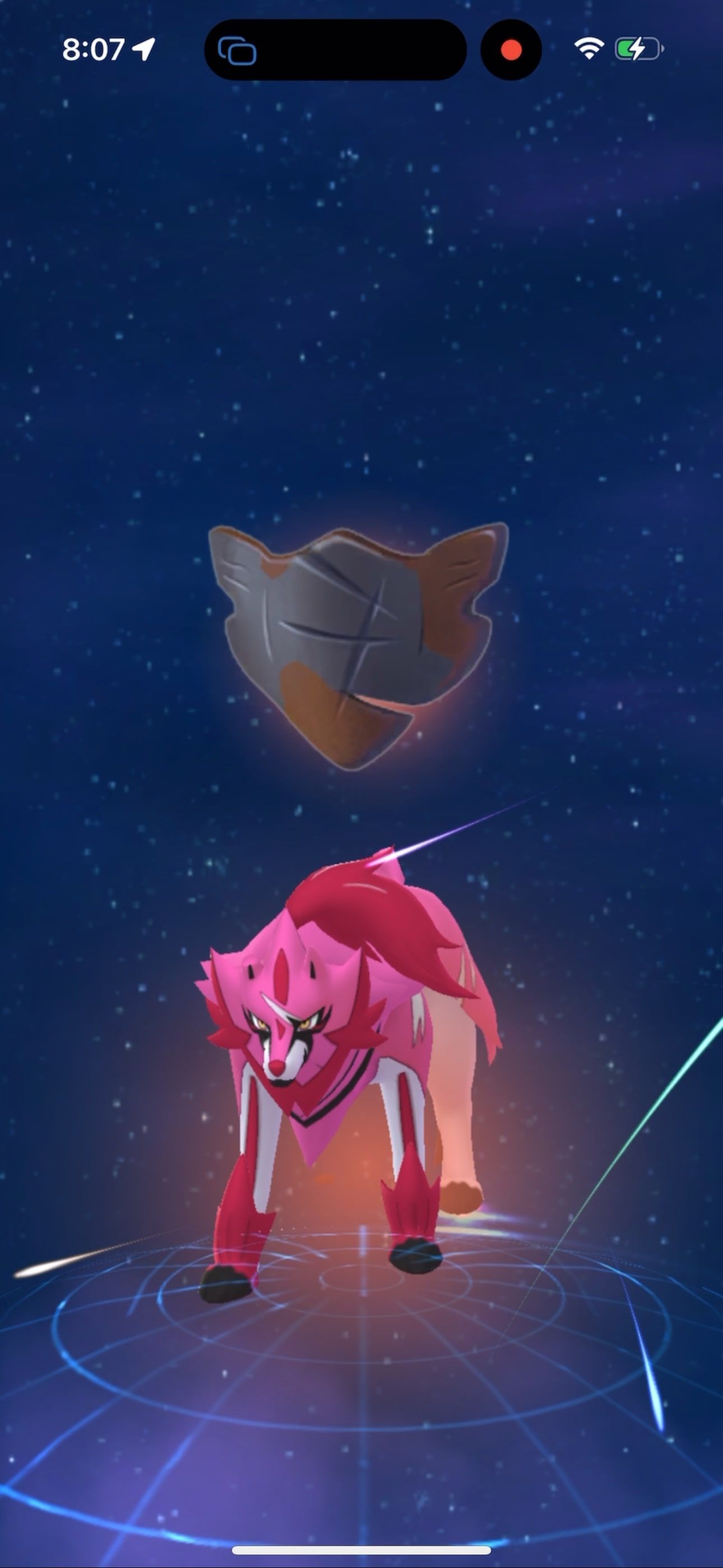 Shiny Zamazenta transforming into Crowned Shield Zamazenta