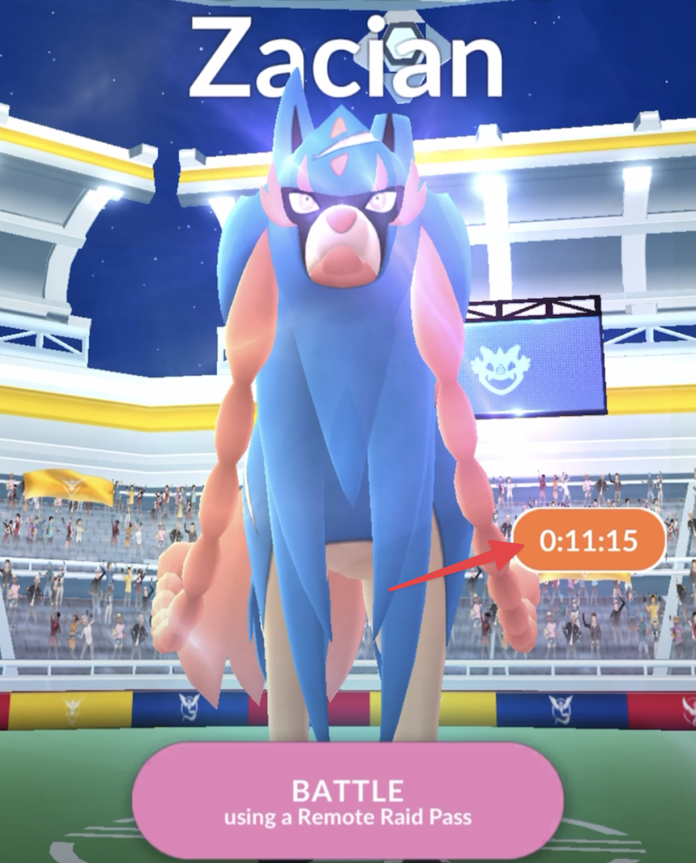 Remaining time on a Pokémon GO raid