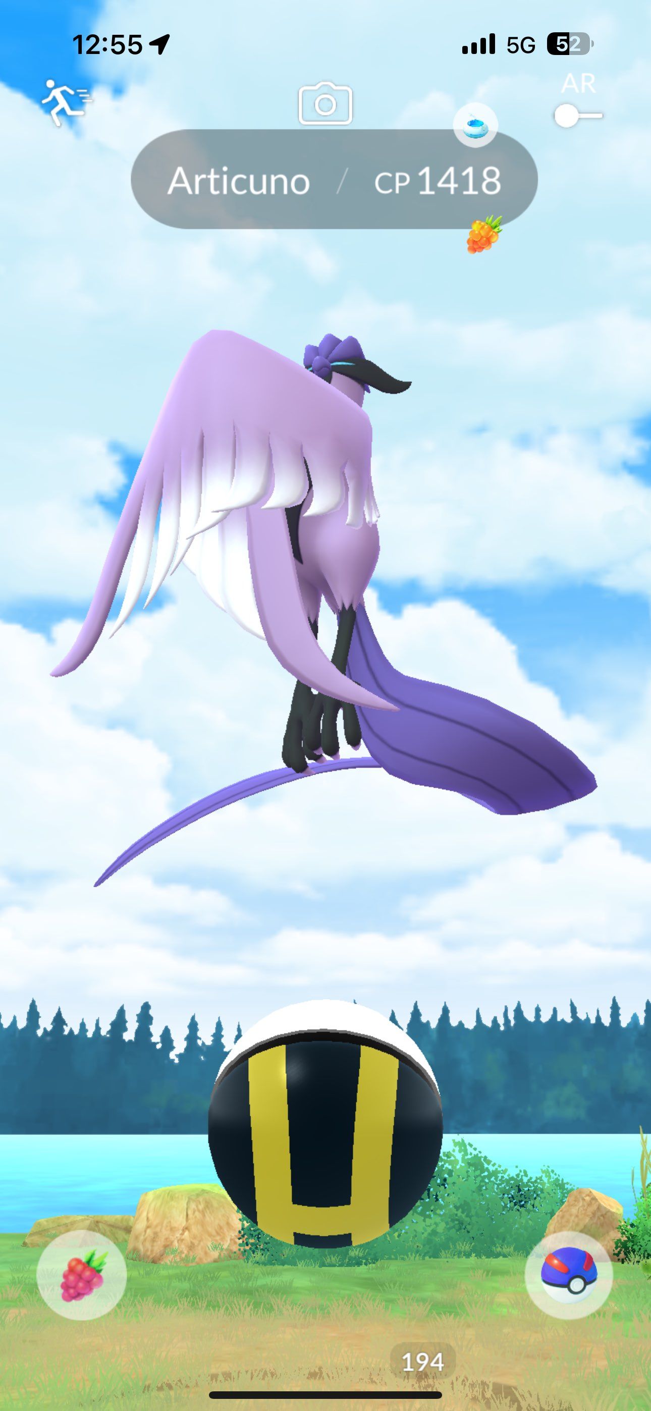 Galarian Articuno catch screen