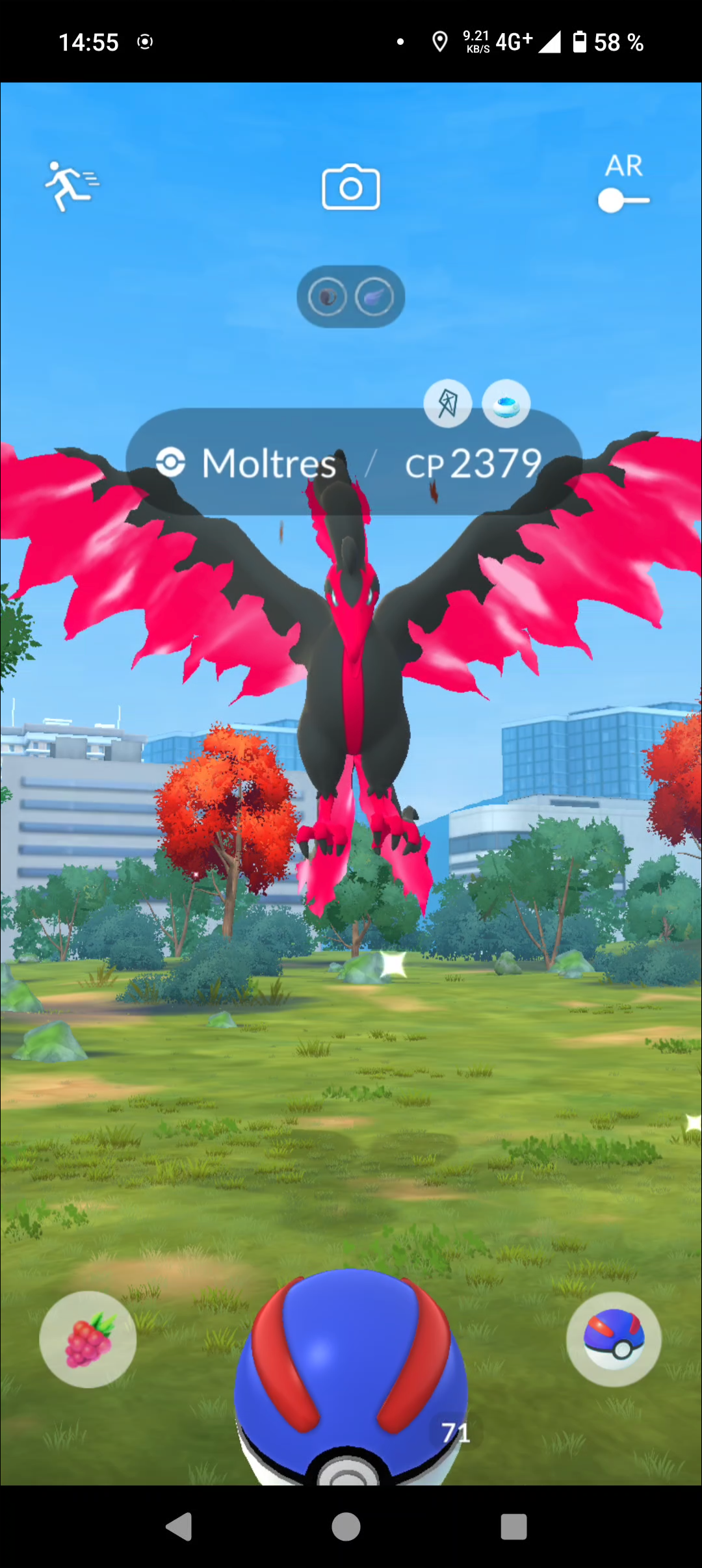 Galarian Moltres catch screen