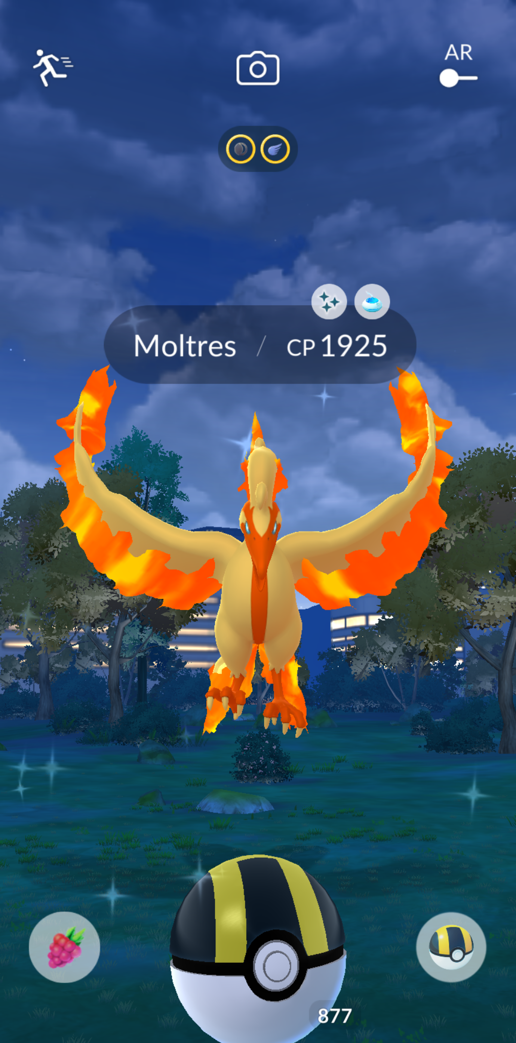 Shiny Galarian Moltres catch screen