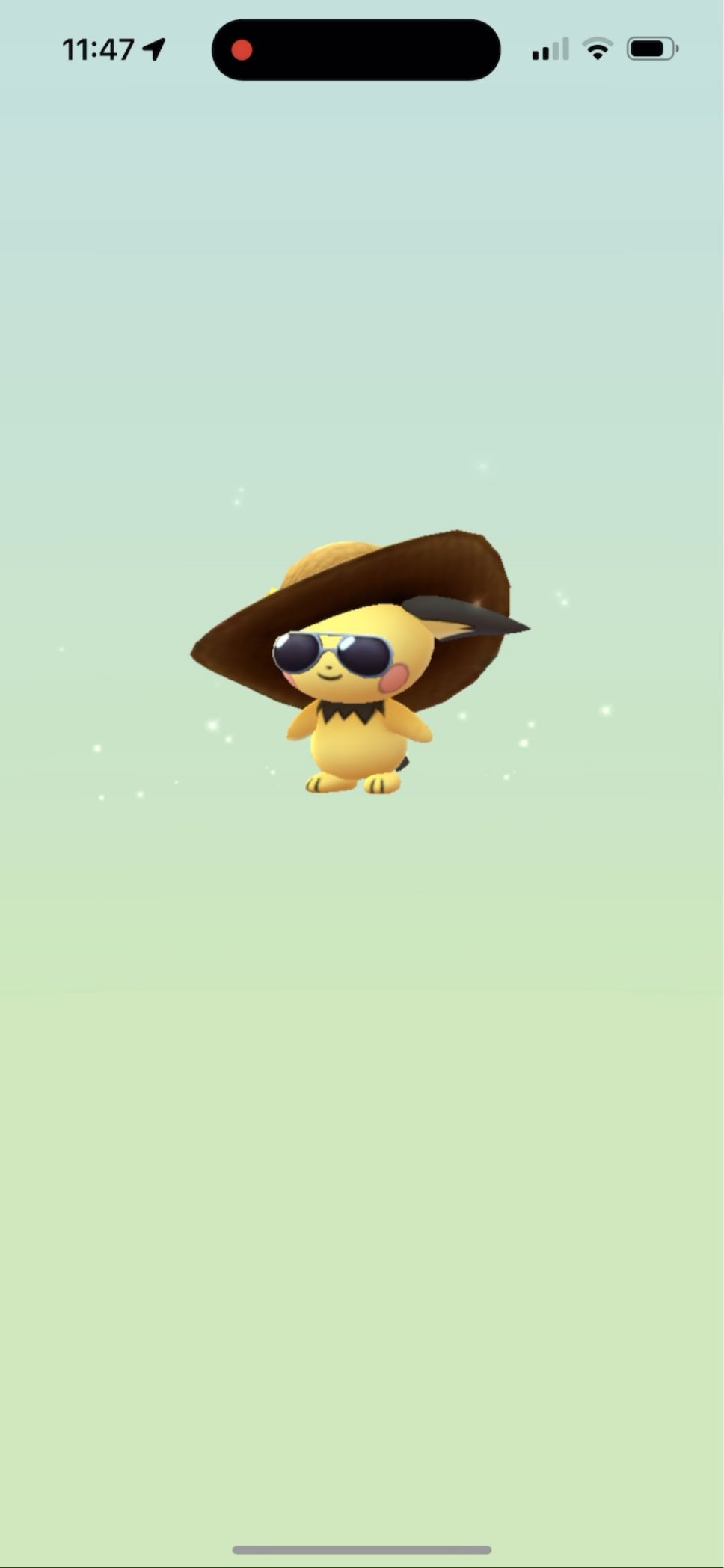 A Pichu hatching from a 7 km egg in Pokémon GO.