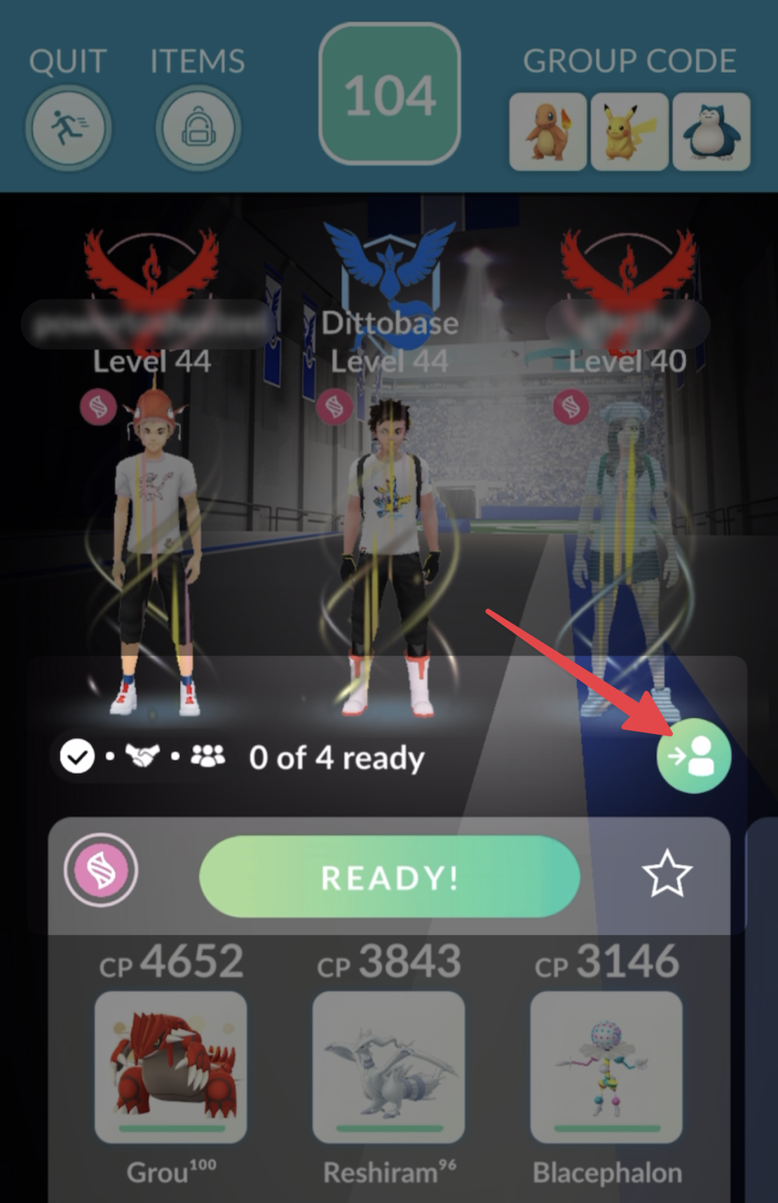 Remote raid invite button in POkémon GO