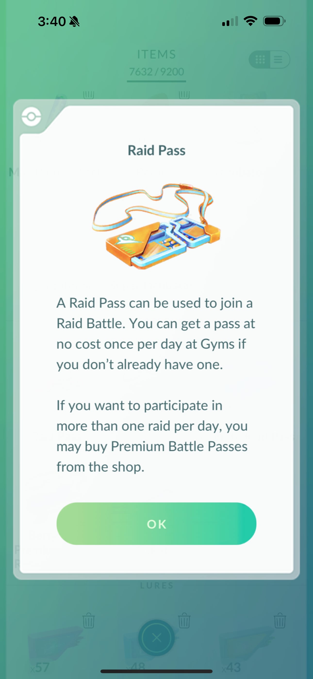 A Raid Pass in Pokémon GO is used to join a Raid Battle.