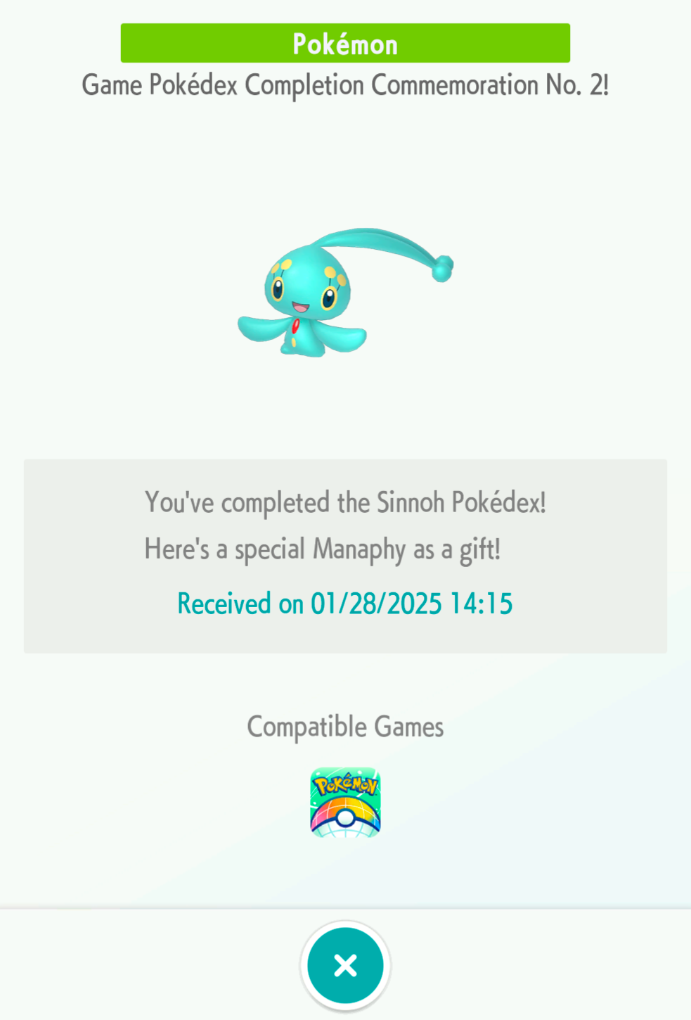 Shiny Manaphy received!