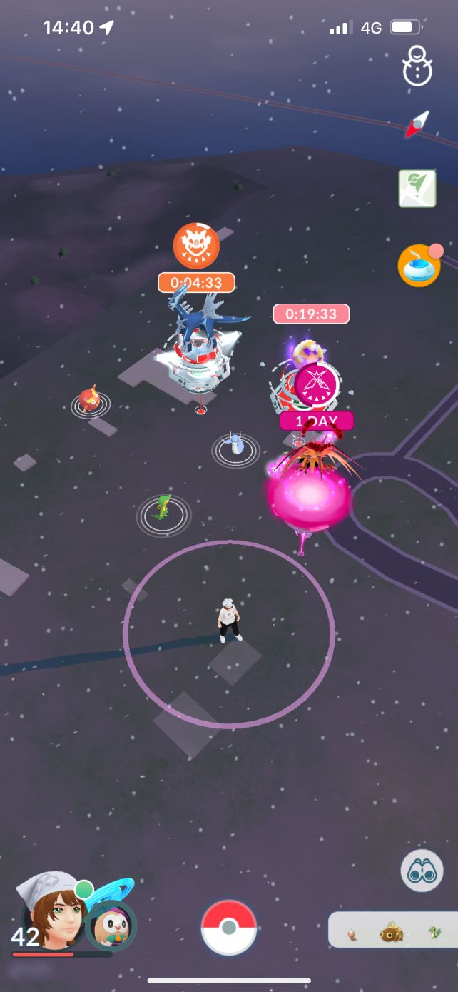 Snow on the map in Pokémon GO