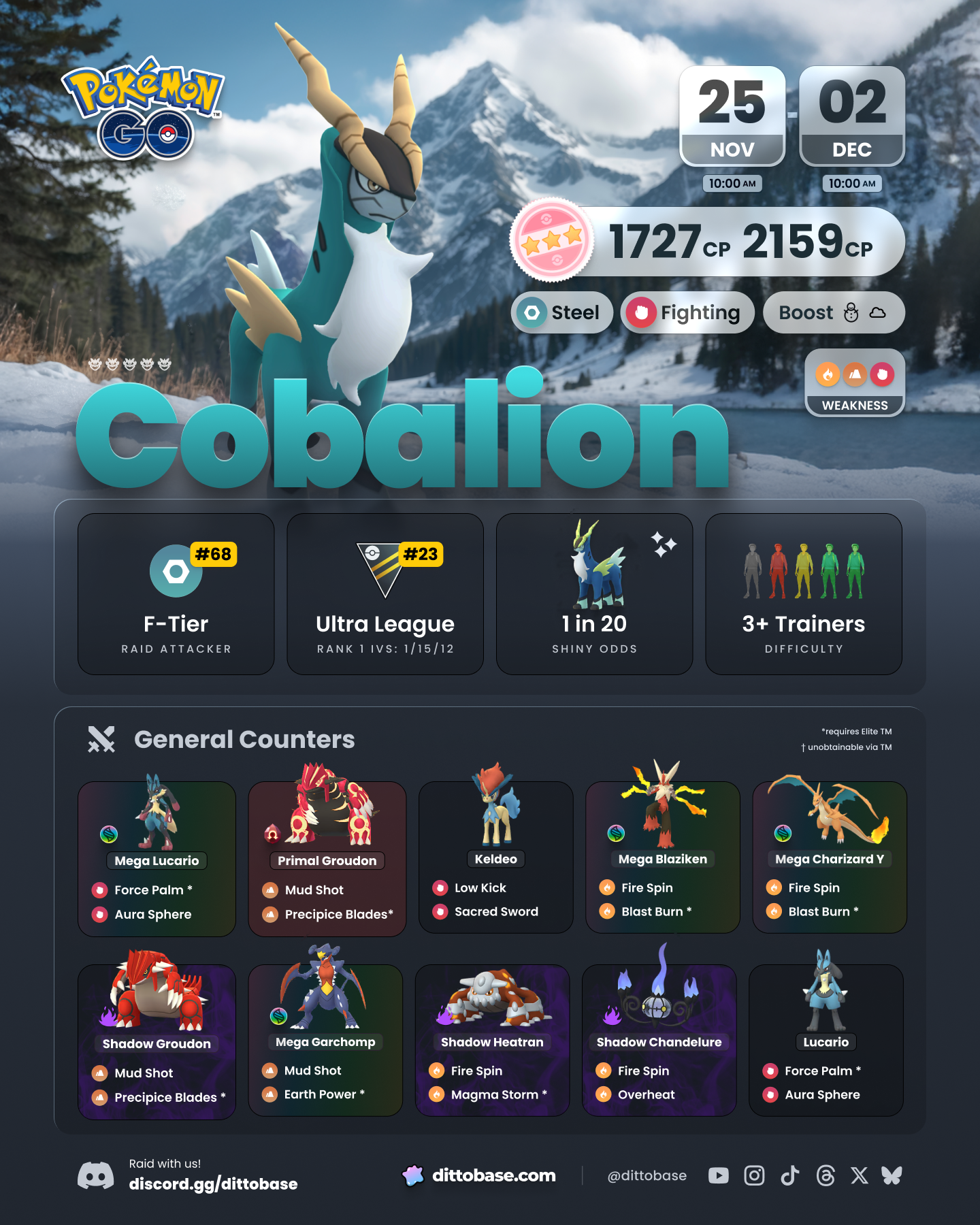 Cobalion raids in Pokémon GO.