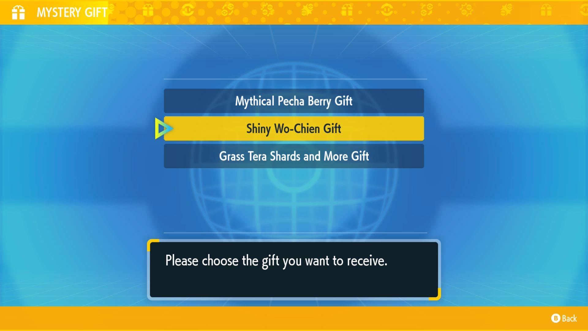 Shiny Wo-Chien Gift screen