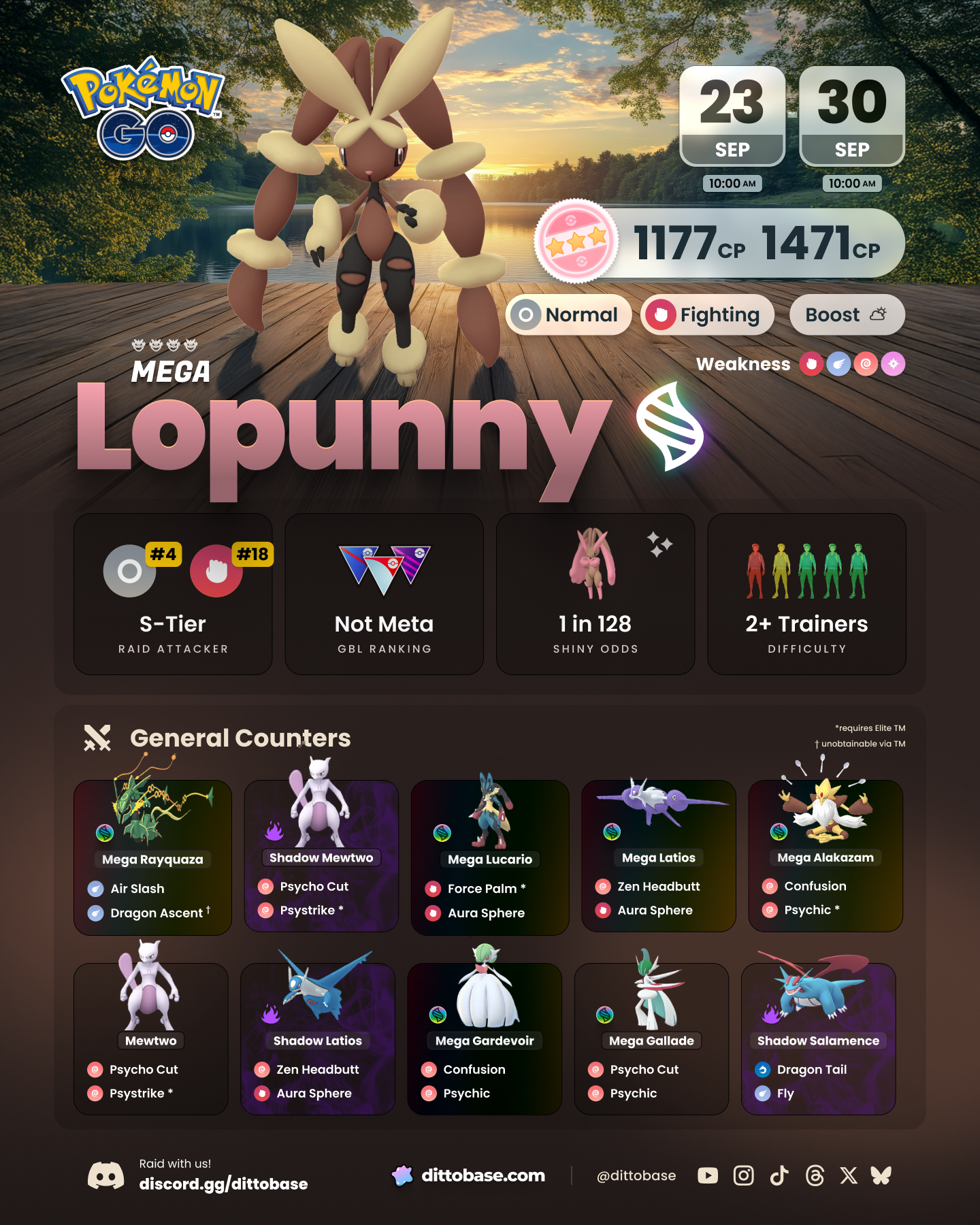 Mega Lopunny, a Normal and Fighting-type Pokémon, will be in Pokémon 4-star Mega Raids from September 23 - 30 at 10:00 am local time.