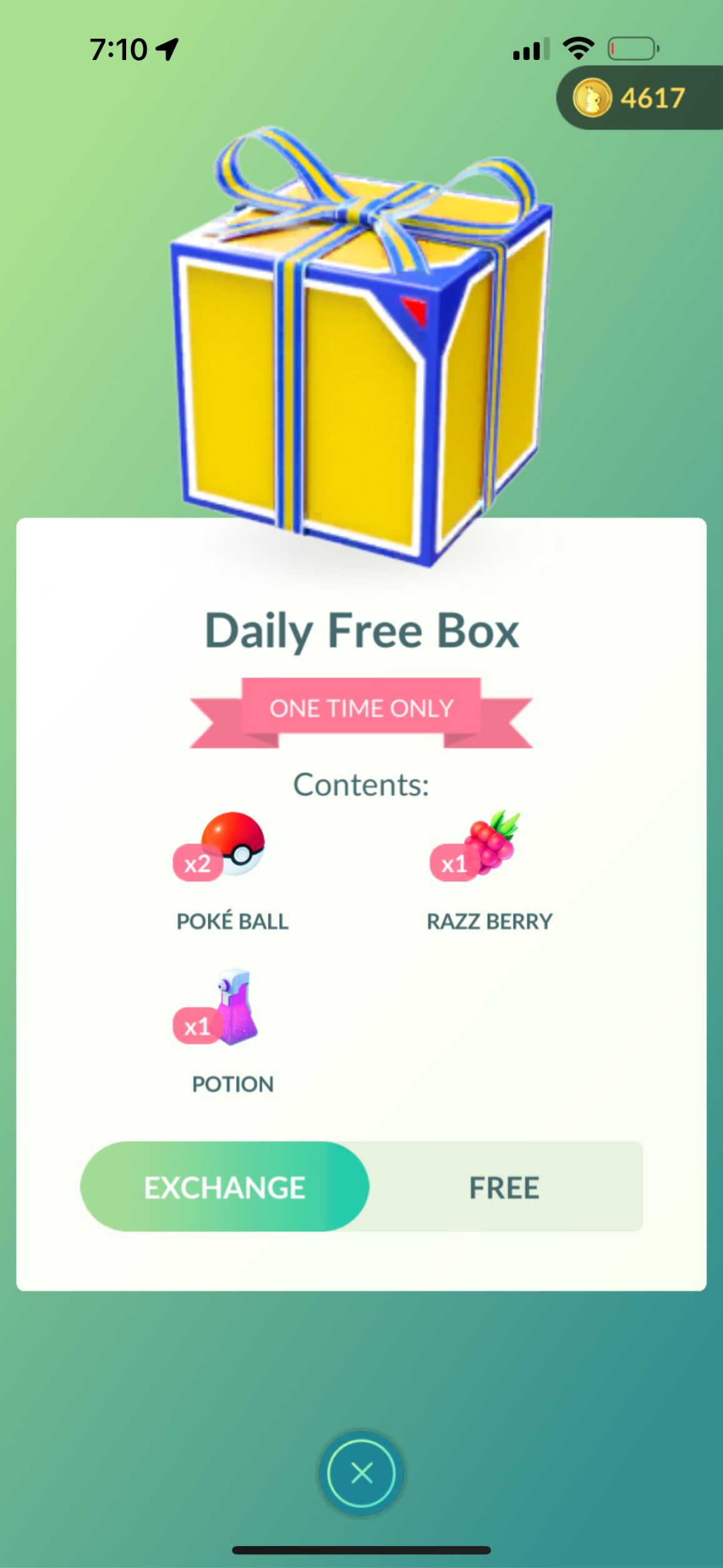 Daily Free Box in Pokémon GO