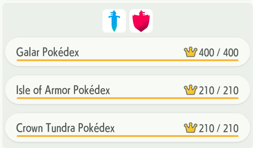 Completed Game Pokédex of SwSh