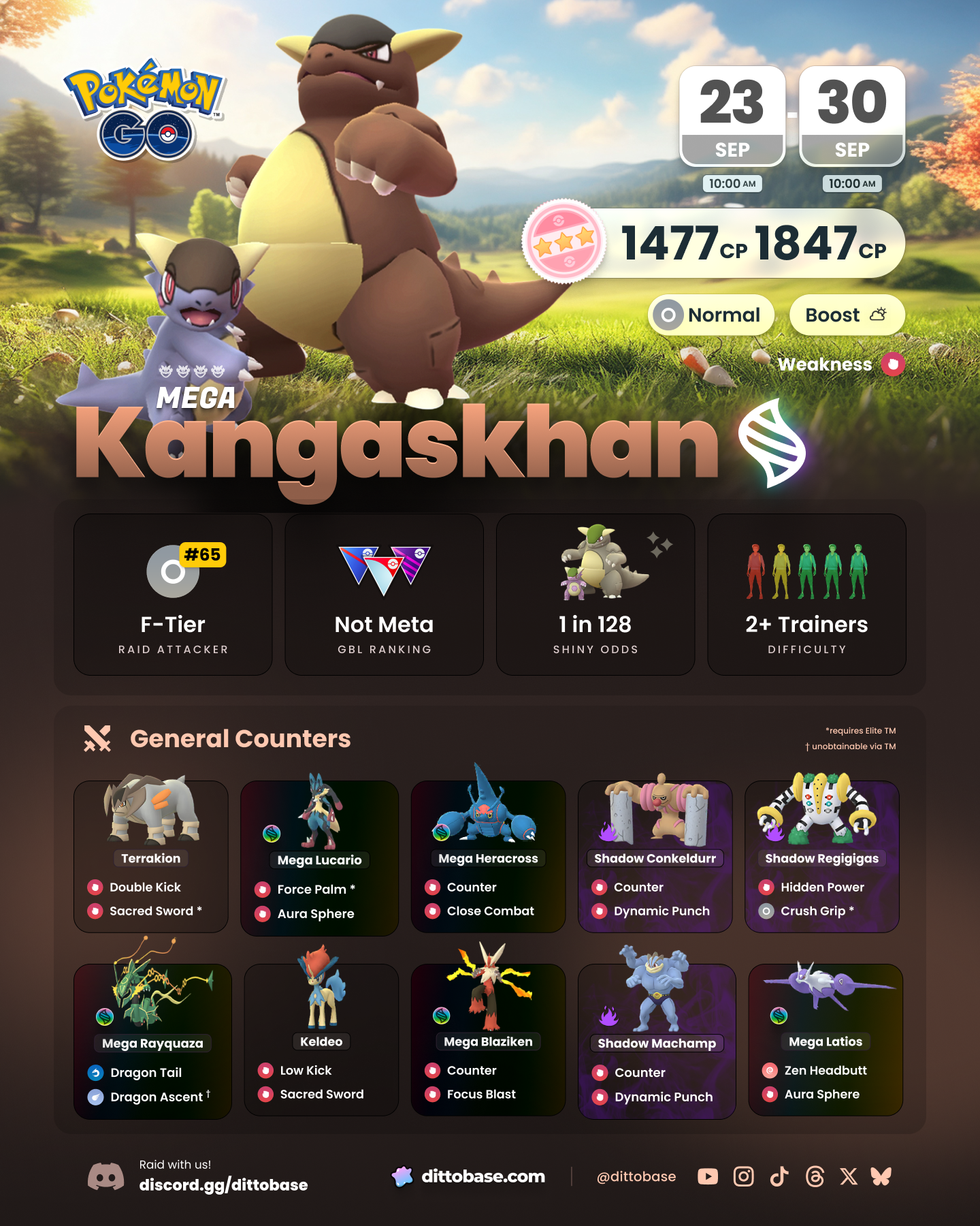 Mega Kangaskhan, a Normal-type Pokémon, will be in Pokémon 4-star Mega Raids from September 23 - 30 at 10:00 am local time.