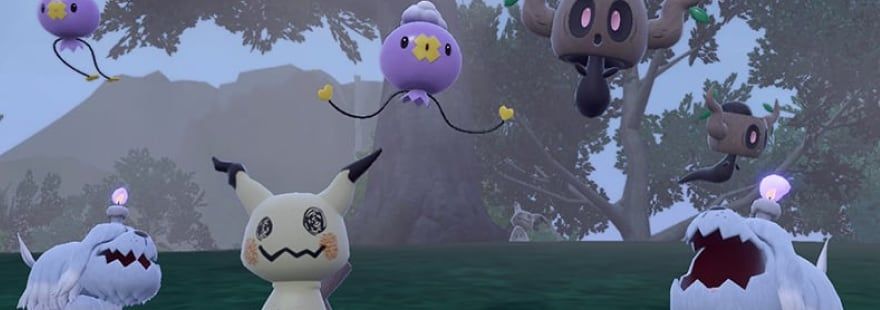 Drifloon, Phantump, Mimikyu, and Greavard will be appearing in mass outbreaks throughout Paldea and Kitakami. 
