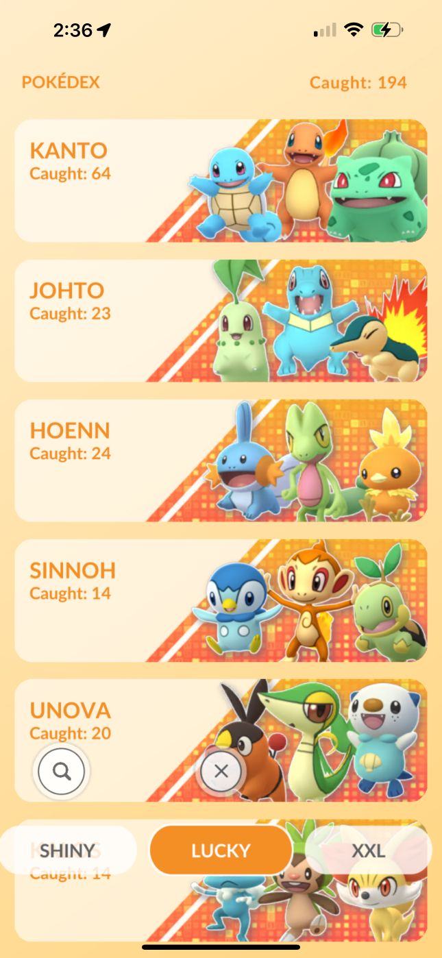 Pokémon GO New Lucky Pokédex