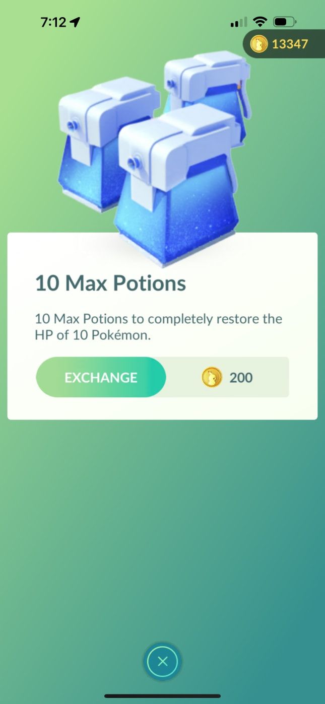 10 Max Potions for 200 Poké Coins